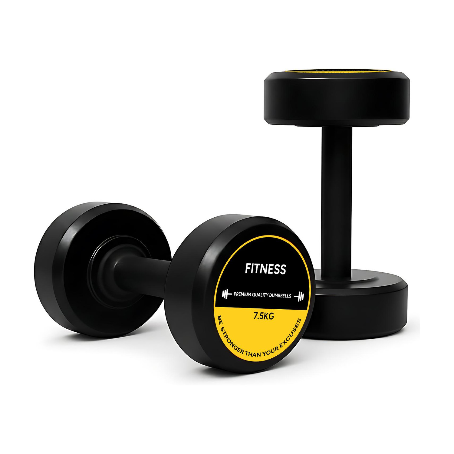 Image of RAWFIT Captain America Style Black Rubber 7.5kgX2 Fixed Weight Dumbbell