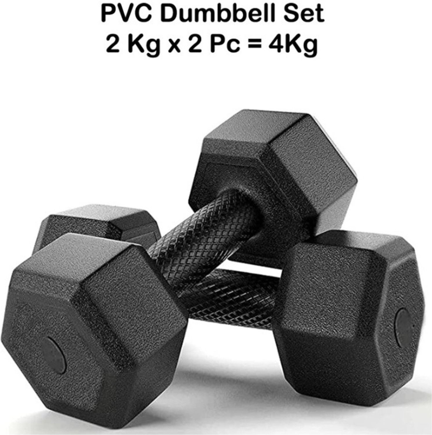 Image of Valtor Sports Premium PVC Hex Dumbells pair 2KG Each Fixed Weight Dumbbell