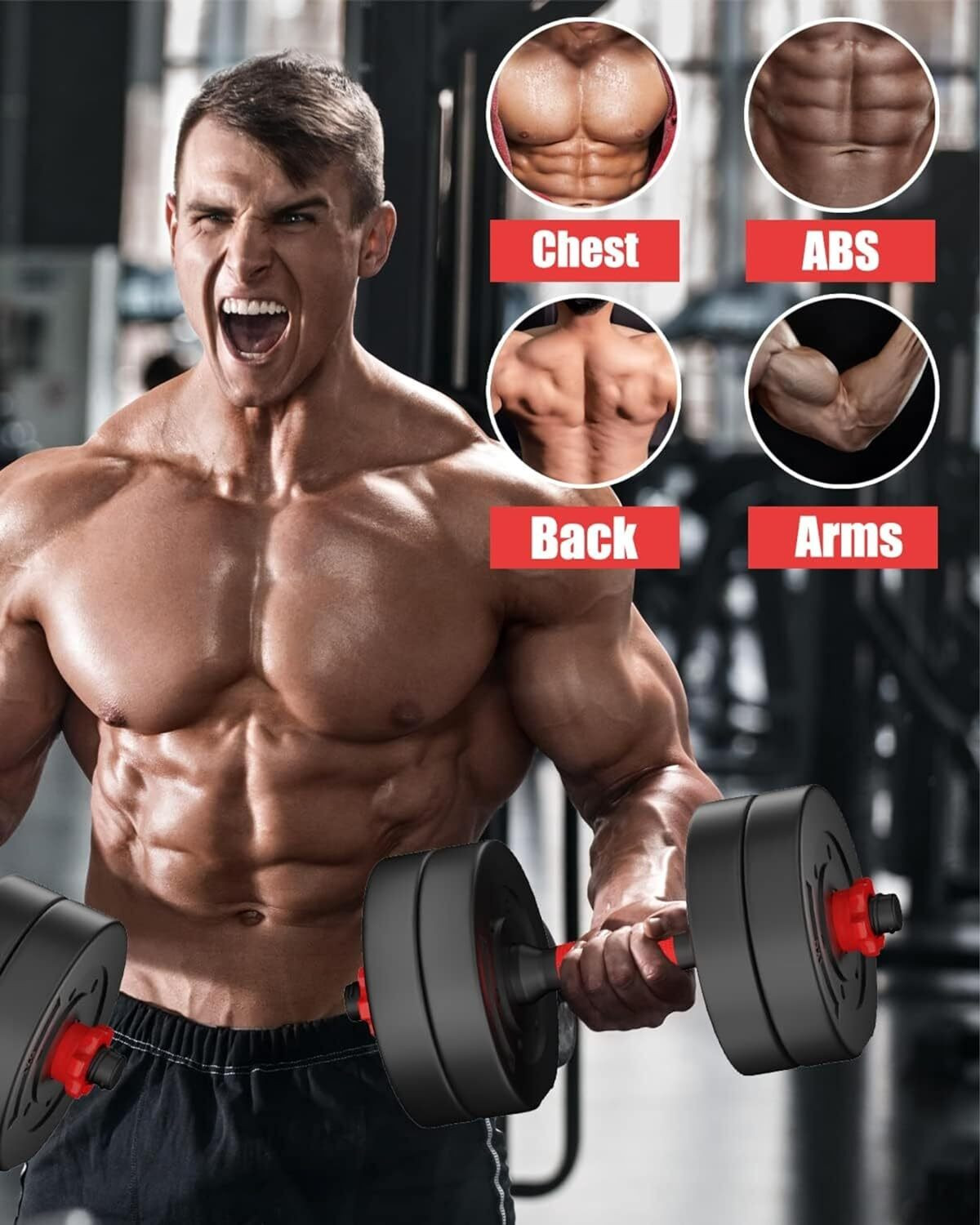 Image of PKN FIT 20KG Fitness Kit Dumbbell Set with Rod, Rope, Gloves & Gripper Fitness Accessory Kit Kit