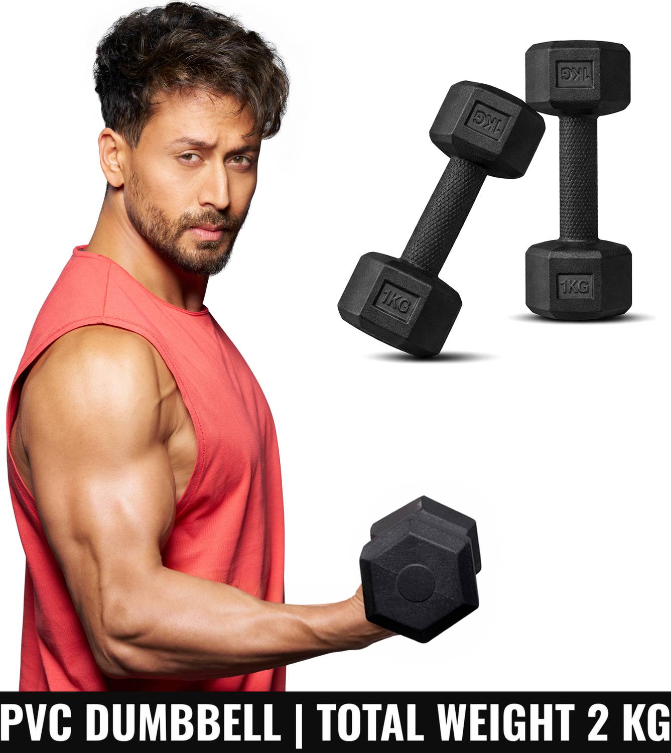 SLOVIC PVC Dumbbells Set for Home Gym | 1 kg| Set of 2 | Fixed Weight Dumbbell