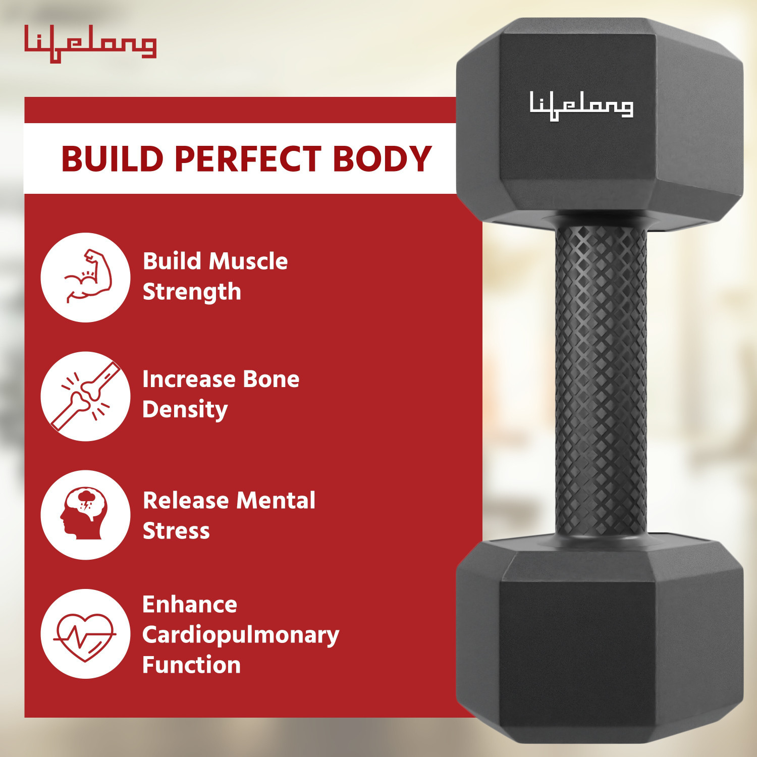 Image of Lifelong PVC Hex Dumbbells Fixed Weight Dumbbell