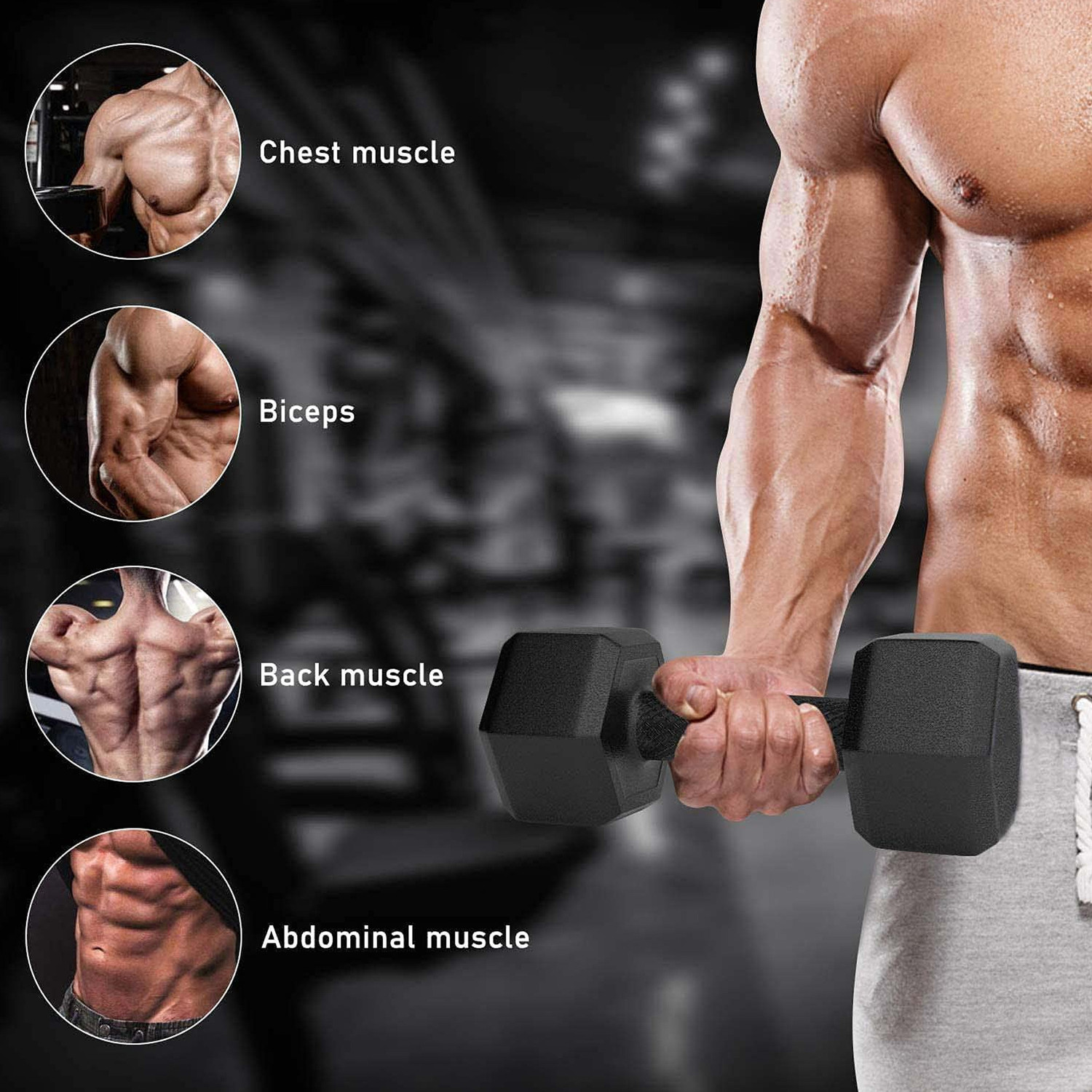 Image of MAYOR Premium PVC 1KG Dumbbells Set for Home Gym, 1 Pair Hex Dumbbells, 1KG X 2 PCS Fixed Weight Dumbbell