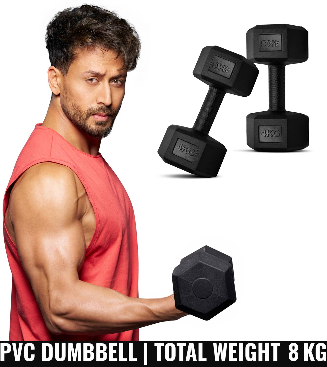 SLOVIC PVC Dumbbells Set for Home Gym | 4 Kg | Set of 2 | Fixed Weight Dumbbell