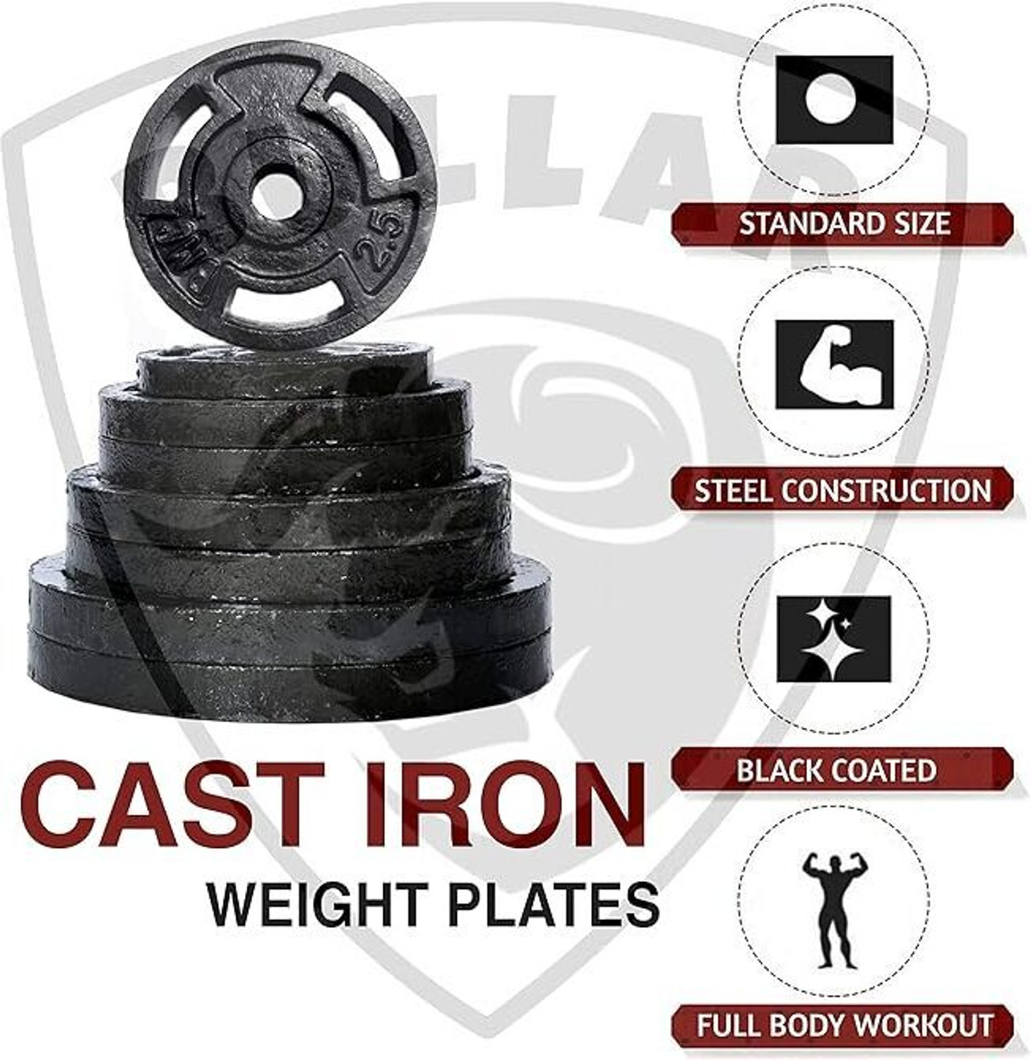 Image of BULLAR 20 KG Cast Iron Plates with pair of dumbbell rods Adjustable Dumbbell