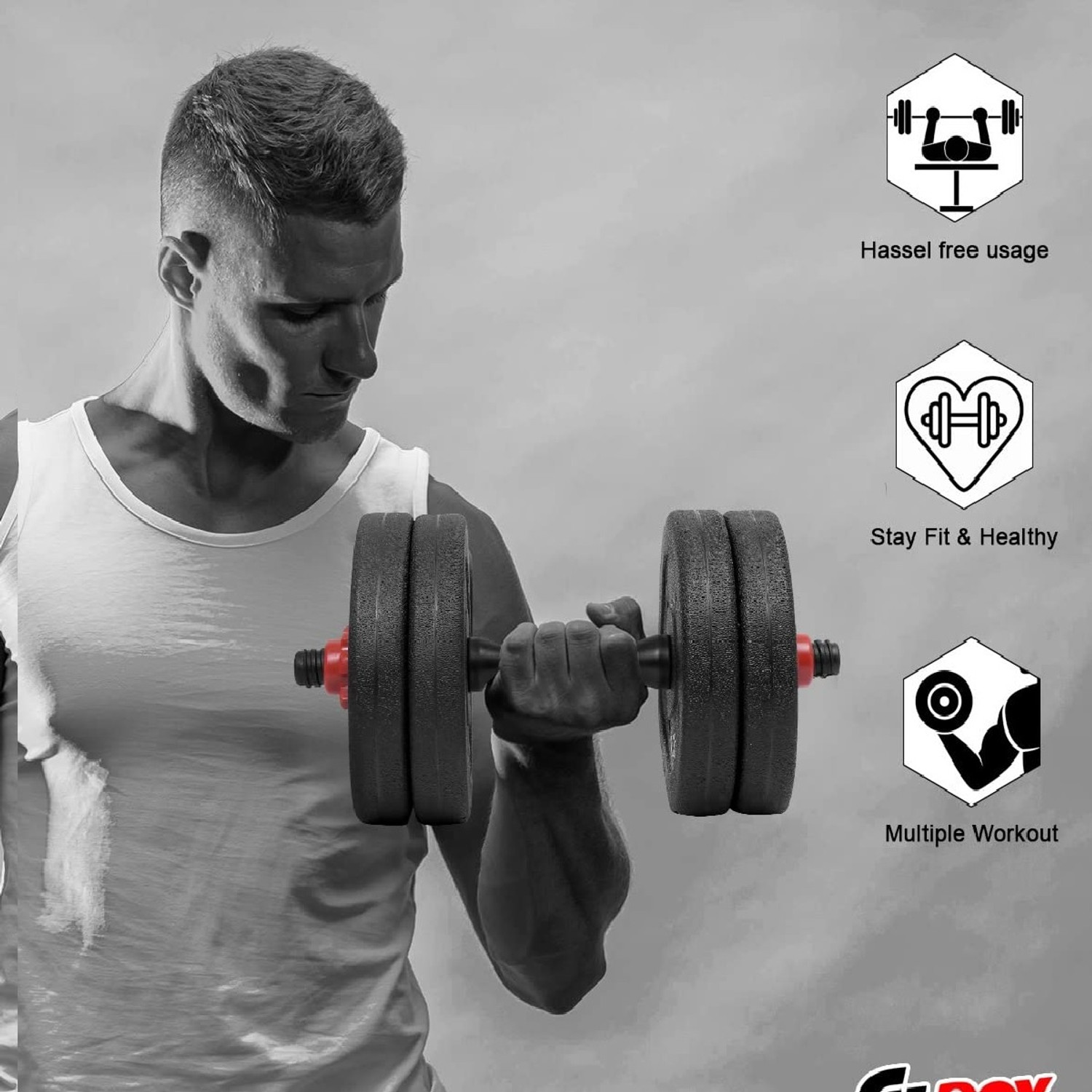 Image of SHIVAM SPORTS 10 KG PVC Weight Plates with Adjustable 14 inch Dumbbell Rods and Jump rope gym . Adjustable Dumbbell