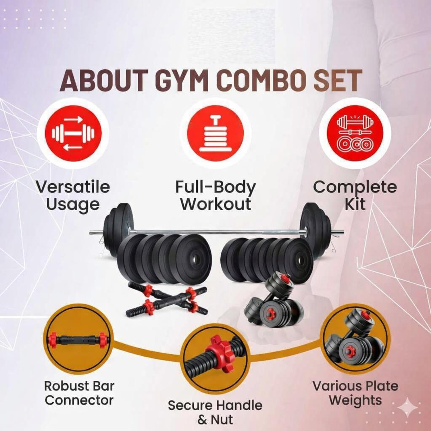 Image of Rihaanfit 20KG Home Gym Fitness Accessory Kit Kit