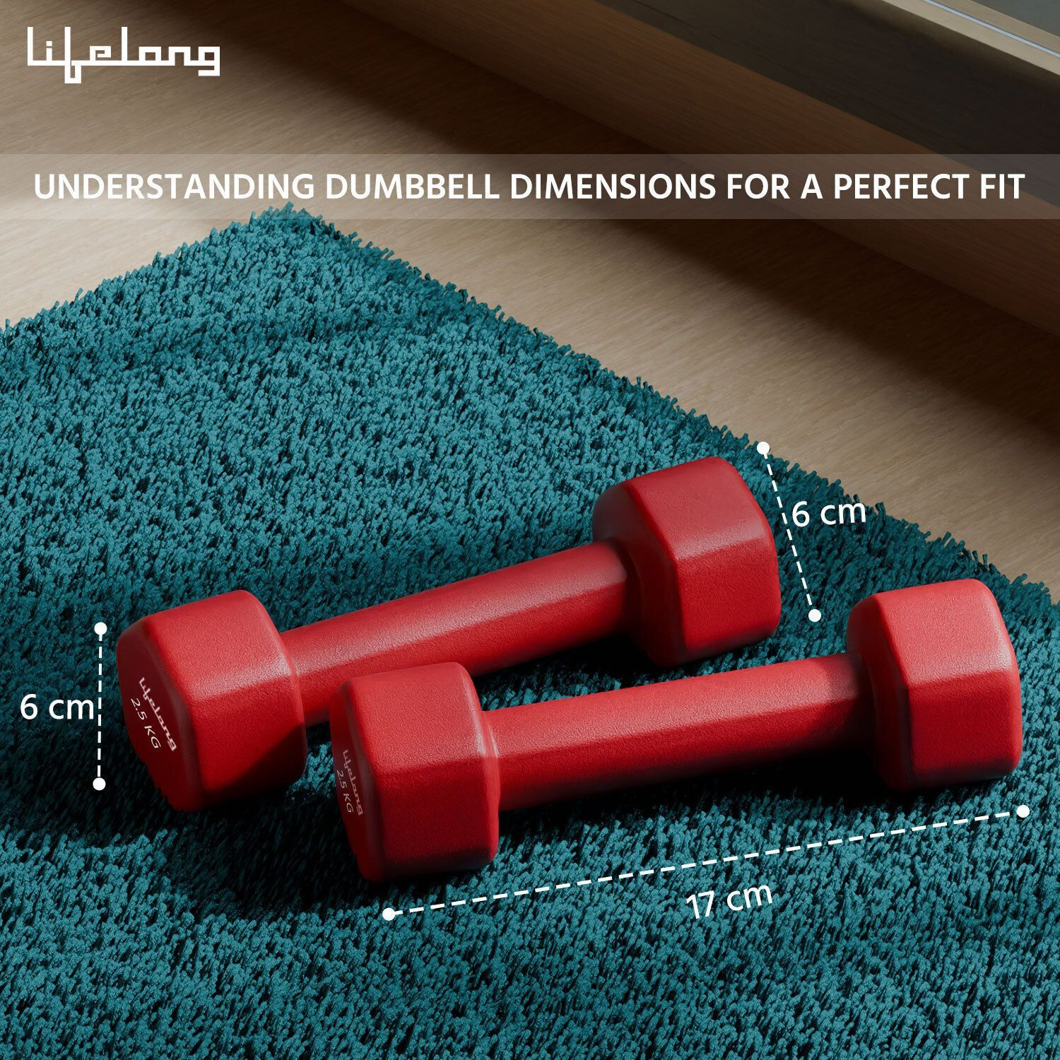 Image of Lifelong Dumbbells Set For Home Gym - Neoprene Fixed Dumbell Set - Dumbbells Pack of 2 Fixed Weight Dumbbell