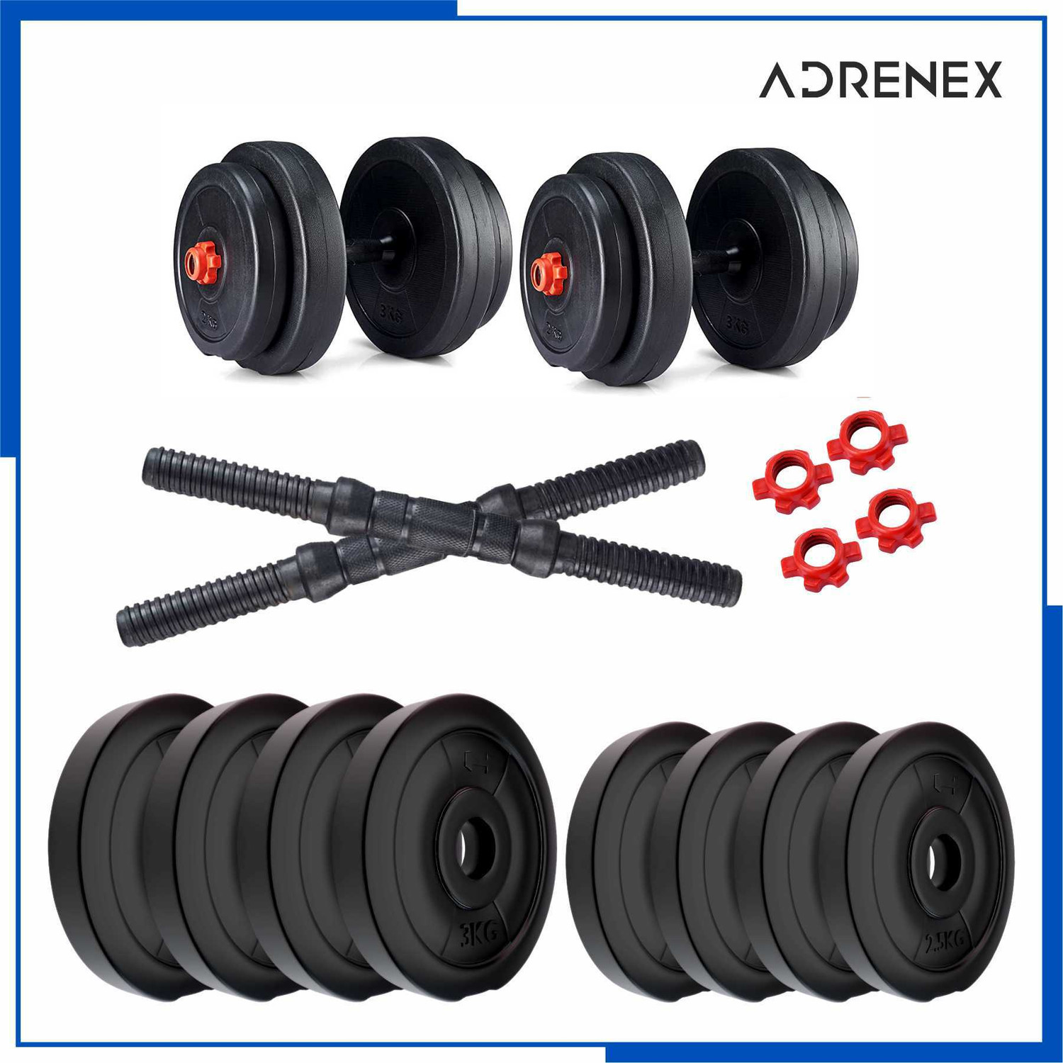 Image of Adrenex 22 Kg PVC Home Gym Adjustable Dumbbell