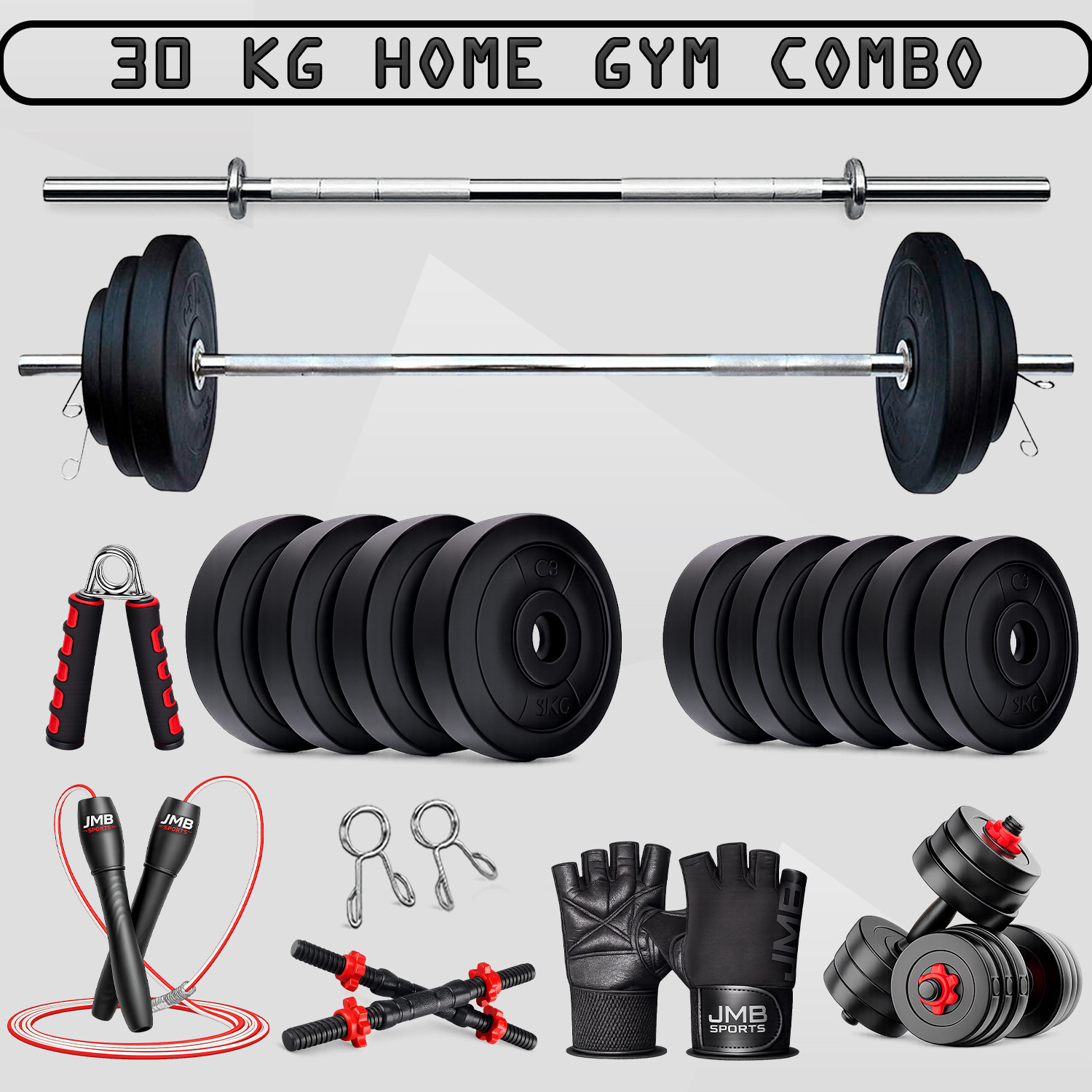 Image of JMB 30KG-3ft straight rod,Dumbbell rods, pvc plates(5kgx4 /2.5kgx4) & Accessories Adjustable Dumbbell