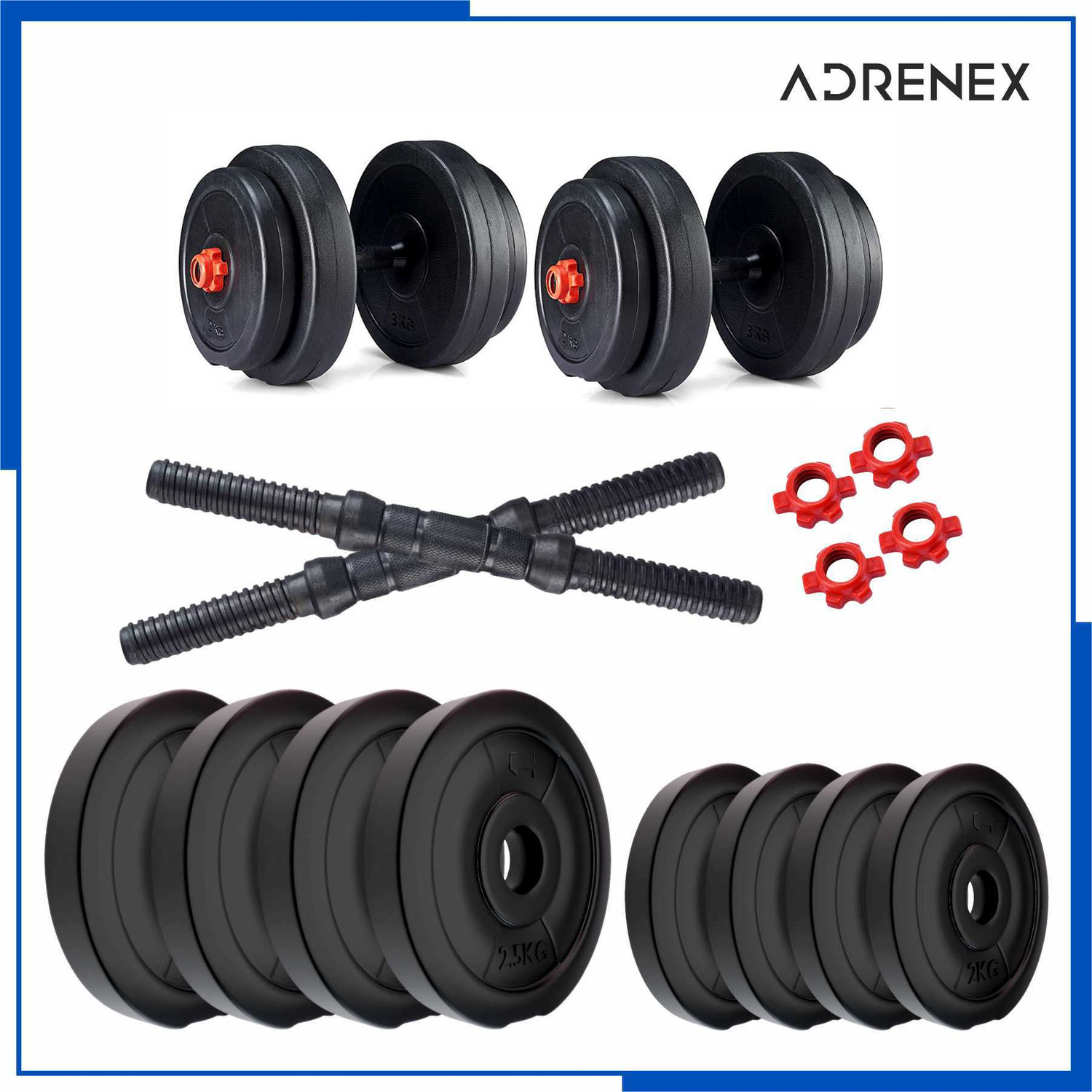 Image of Adrenex 18 Kg PVC Home Gym Adjustable Dumbbell