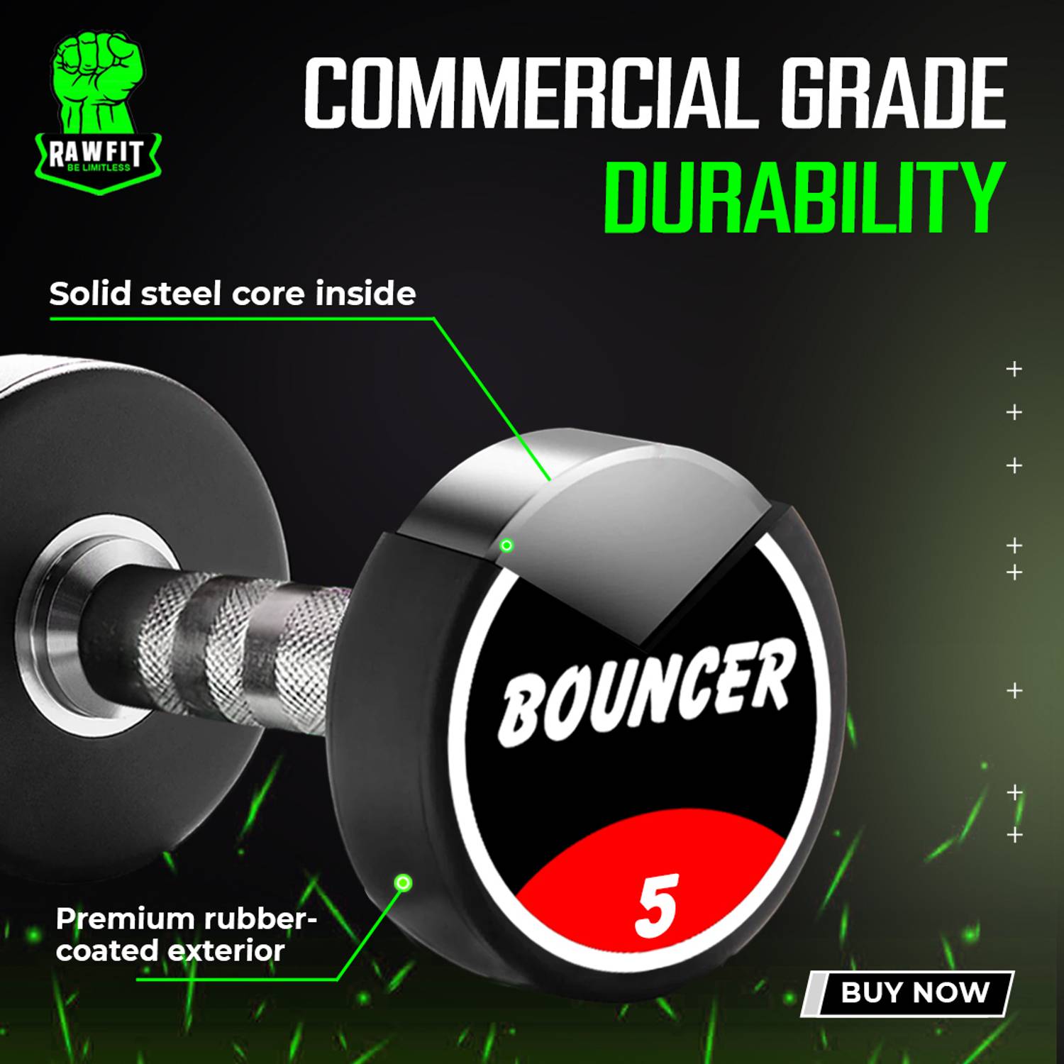 Set Of 5KGX2 High Quality Rubber Professional Bouncer Adjustable Dumbbell - Image 5
