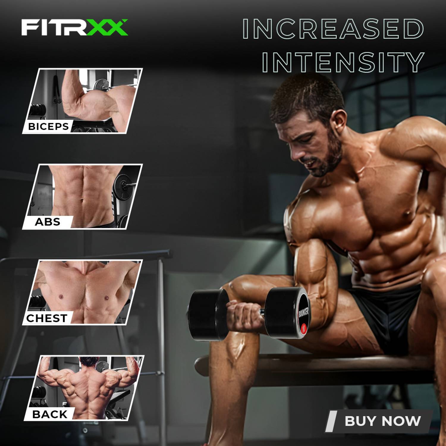 FITRXX 10 Kg Rubber Coated Dumbbells - Image 3