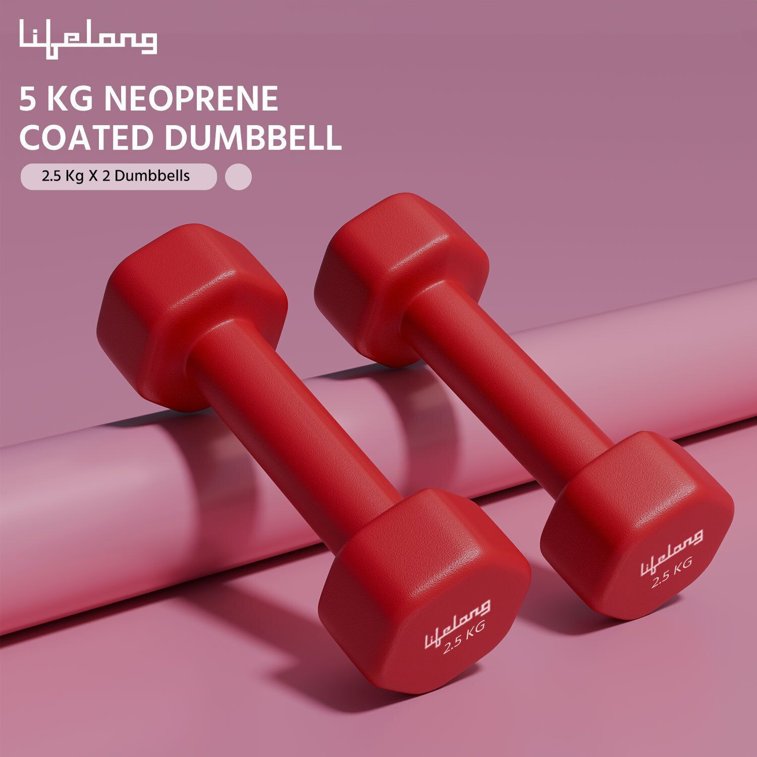 Image of Lifelong Dumbbells Set For Home Gym - Neoprene Fixed Dumbell Set - Dumbbells Pack of 2 Fixed Weight Dumbbell