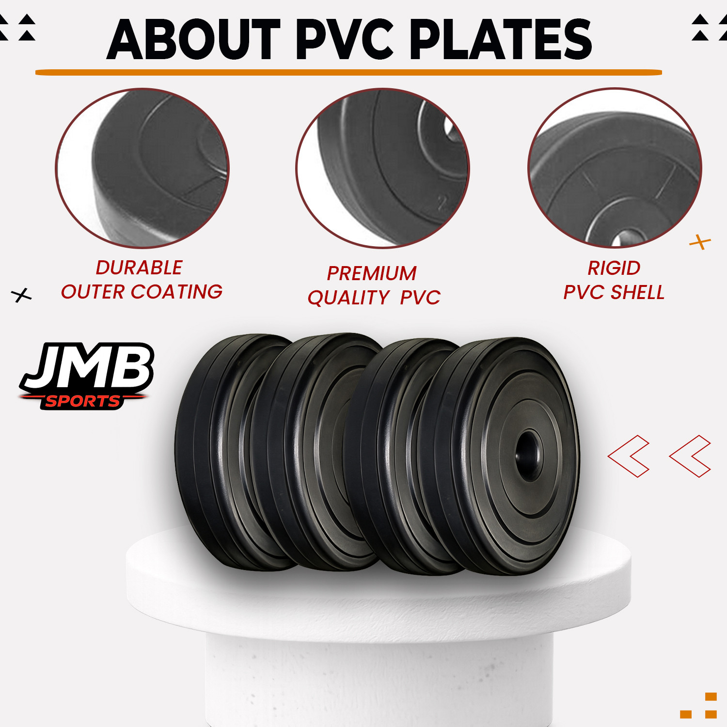 Image of JMB 30kg Dumbbell Set with 3ft straight rod, dumbbell rods, pvc plates & accessories Adjustable Dumbbell