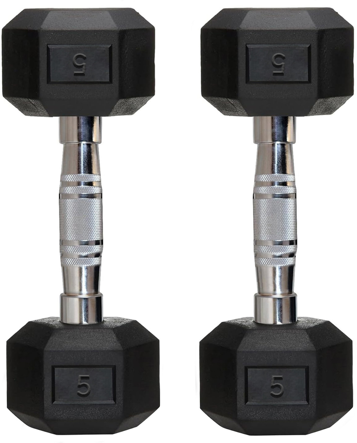 Image of FITRXX 5 kg Pair Of Rubber Coated Hexa Dumbbell Set For Men & Women Hex Dumbbells Fixed Weight Dumbbell