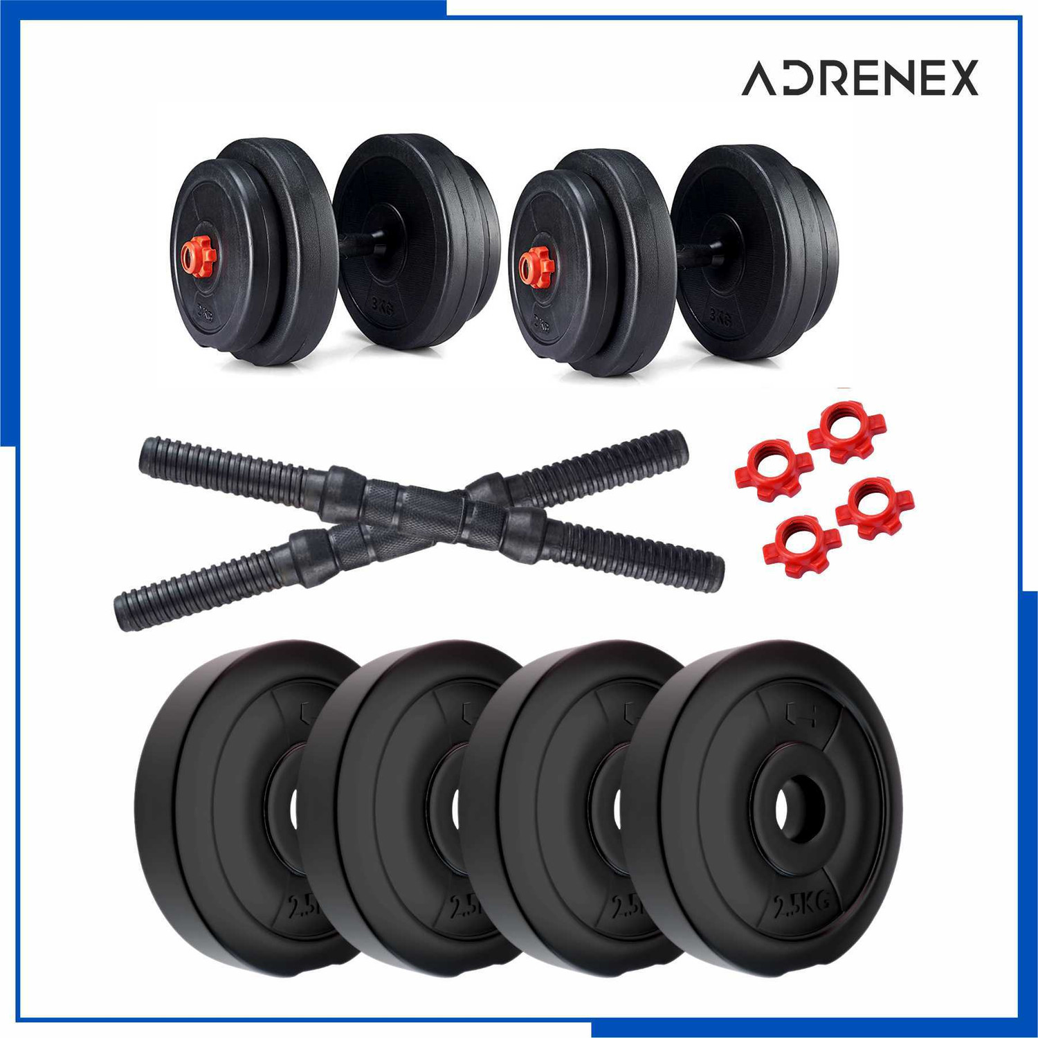 Image of Adrenex 10 kg PVC Home Gym Combo, Adjustable Dumbbell Adjustable Dumbbell