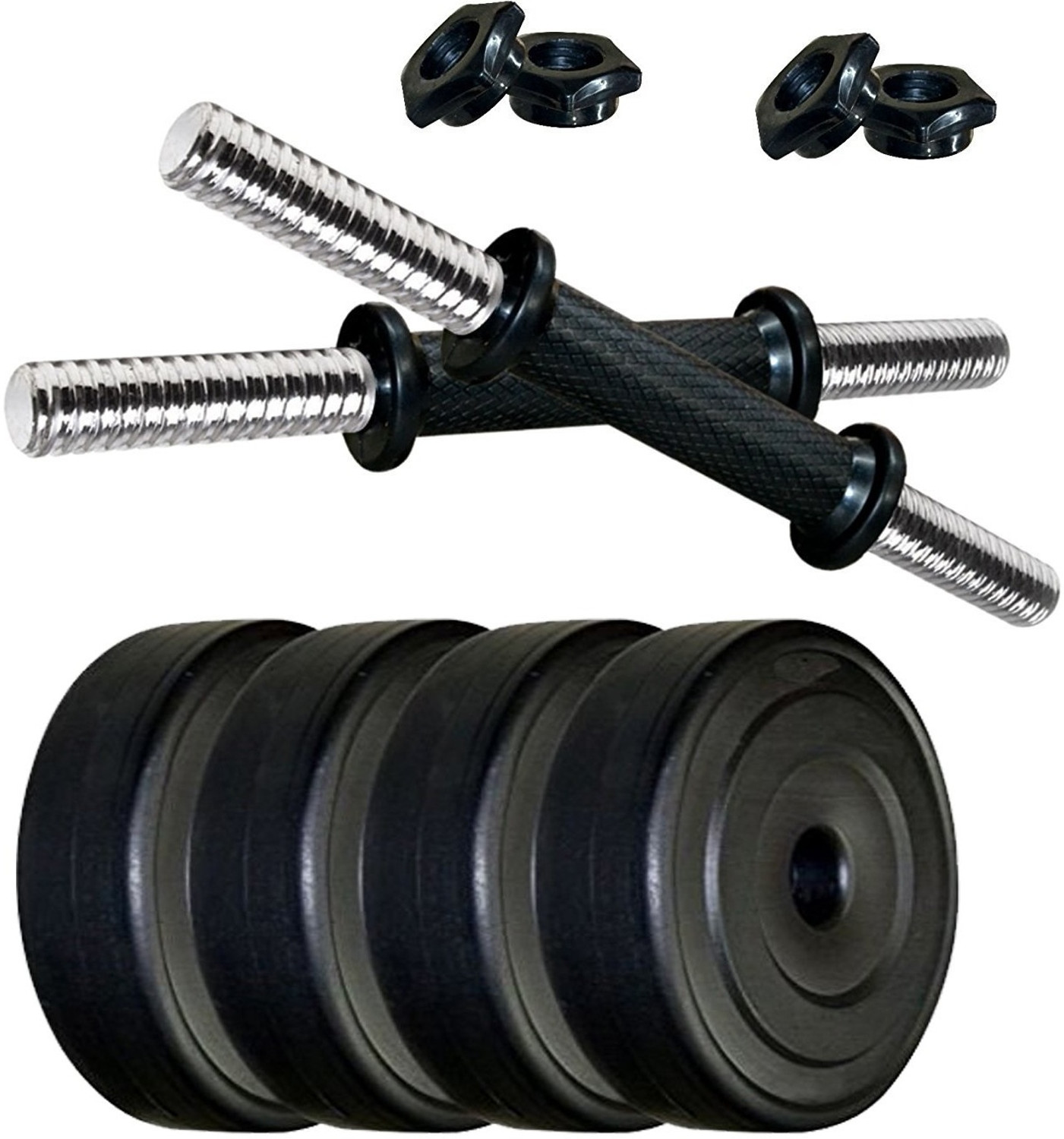 Image of SHIVAM SPORTS 10 KG PVC Weight Plates with Adjustable 14 inch Dumbbell Rods and Jump rope gym . Adjustable Dumbbell
