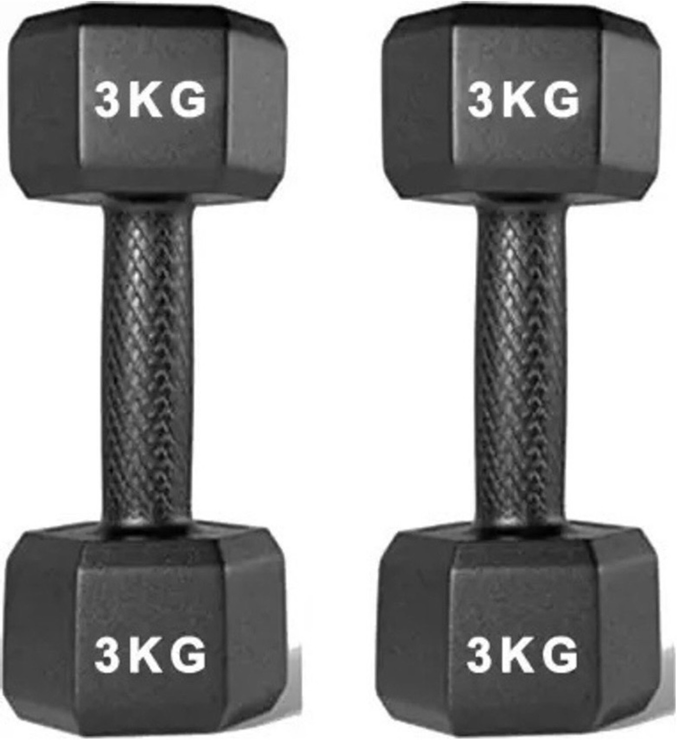 Image of KSP LITE KSP LITEBlack PVC 1 Pair , Hex , Home Gym 3KGS X 2PCS Fixed Weight Dumbbell Fixed Weight Dumbbell