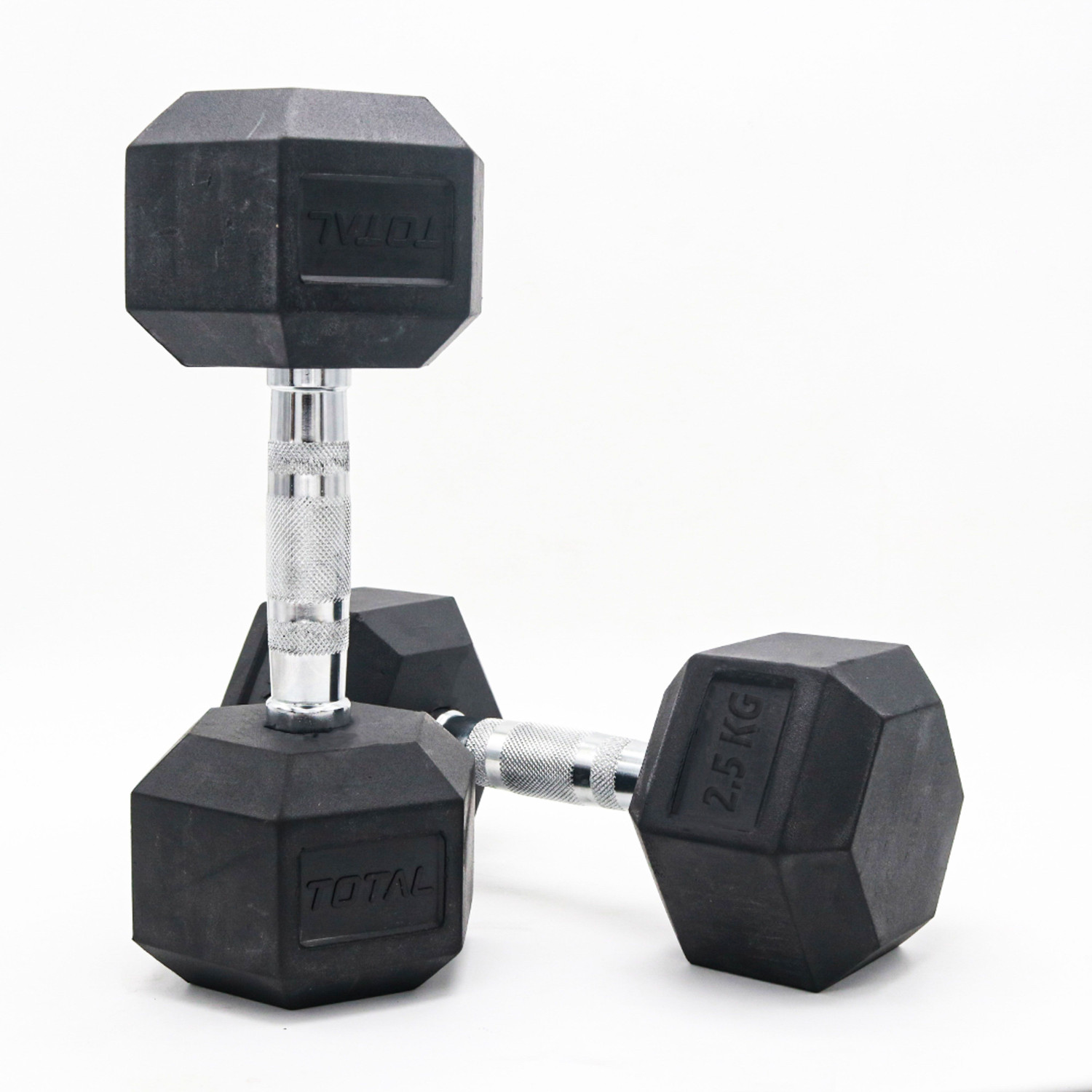 Image of Total sports & fitness Hexagonal Dumbbell 2.5kg pair Rubber Coated Fitness Equipment Weight for Gym Fixed Weight Dumbbell