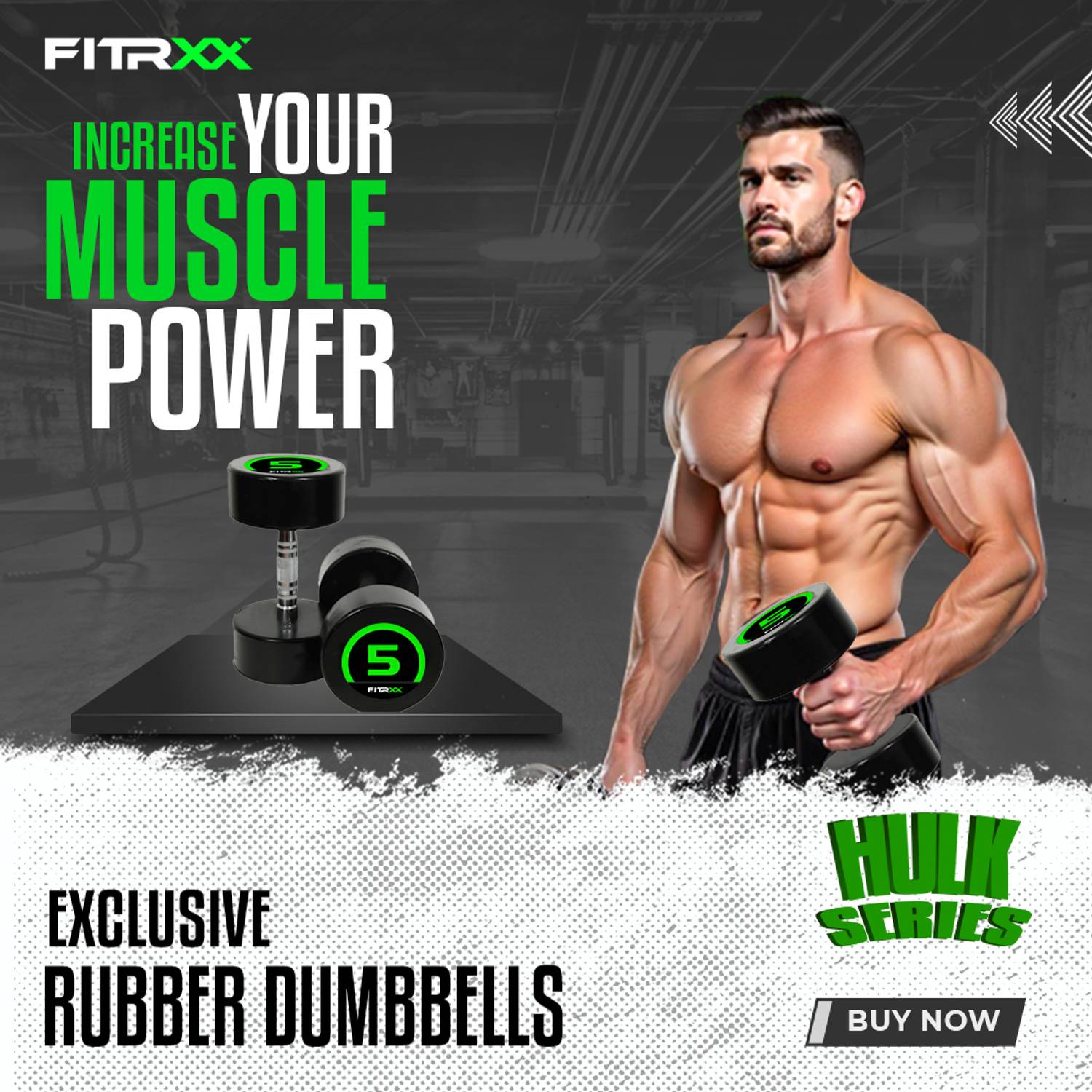 FITRXX Hulk Series 5KG Dumbbell Set Pack of 5 - Image 2