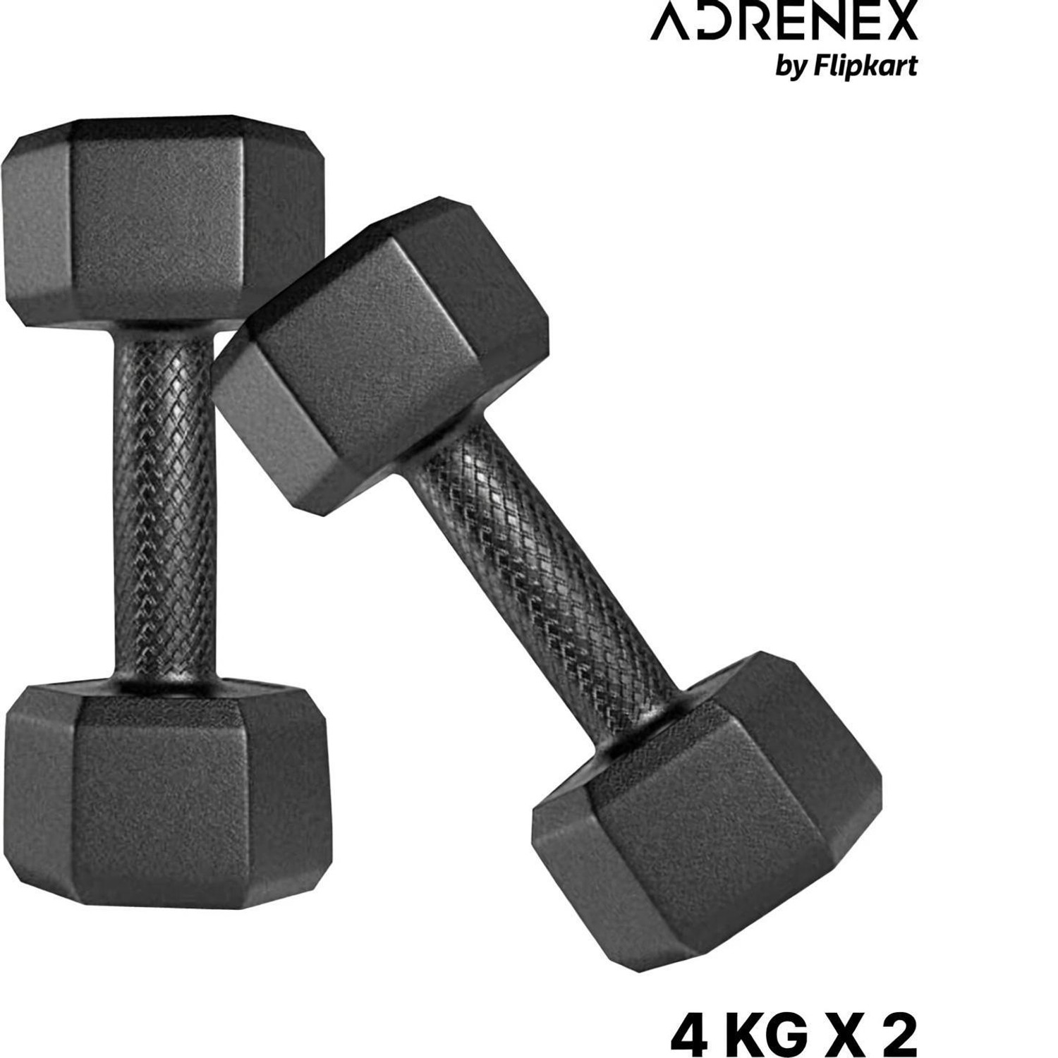 Image of Adrenex 4 Kg x 2 PVC Hexa Dumbbell Set Fixed Weight Dumbbell
