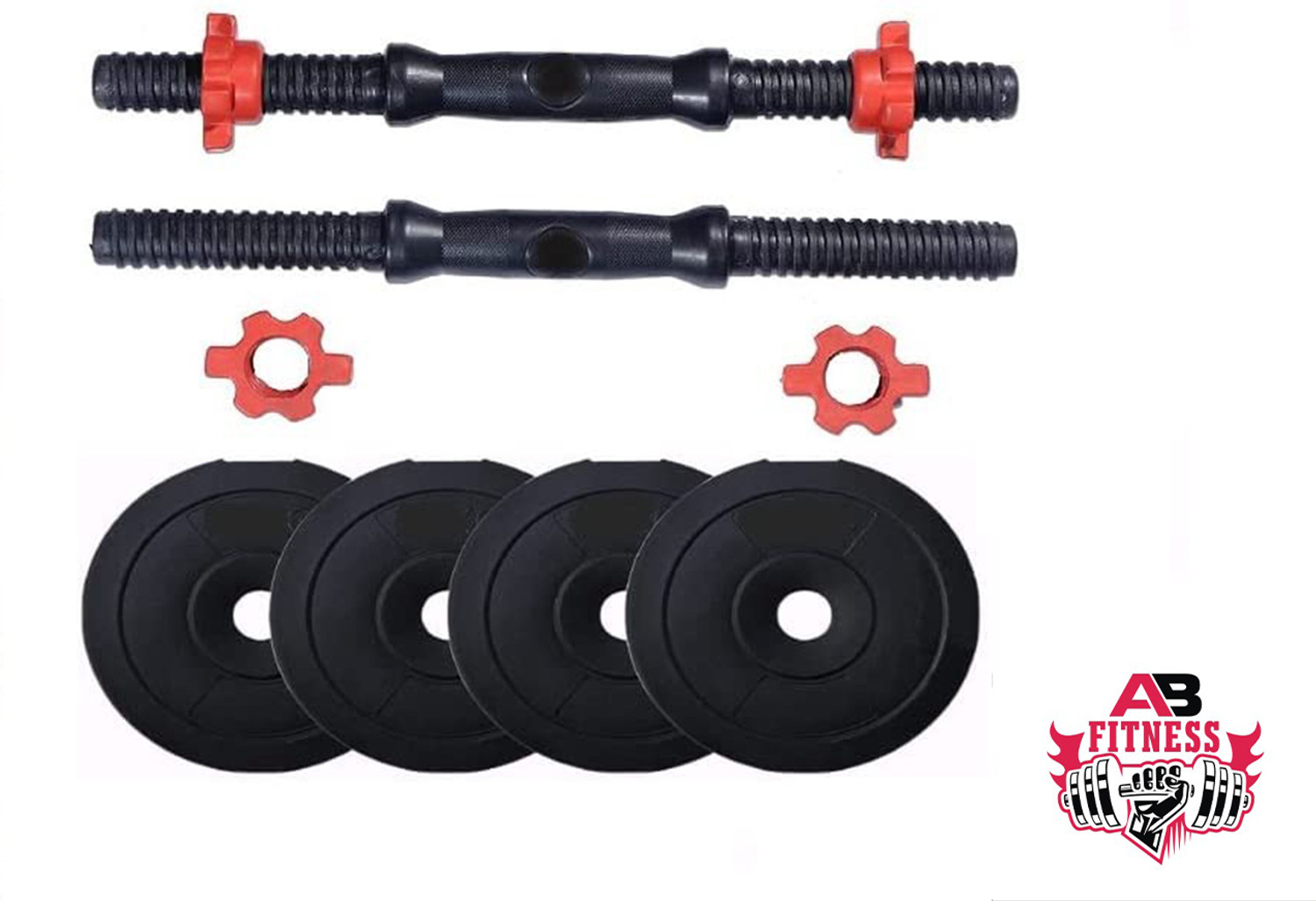 Image of AB FITNESS Home Gym Set, 2 Adjustable Dumbbell Rods, Weight Plates, Gym Set, Exercise Set Adjustable Dumbbell (10 kg)