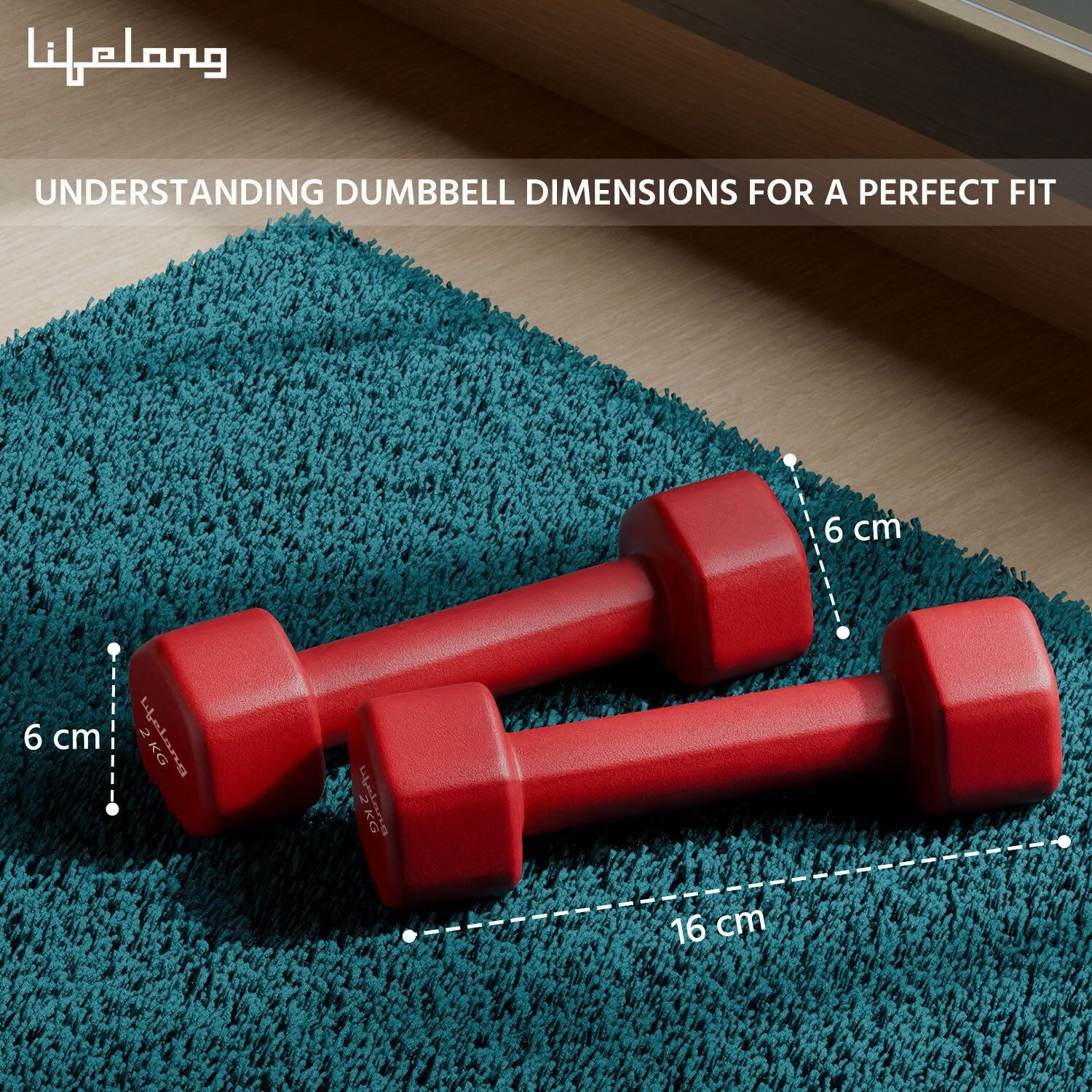 Image of Lifelong Dumbbells Set For Home Gym - Neoprene Fixed Dumbell Set - Dumbbells Pack of 2 Fixed Weight Dumbbell