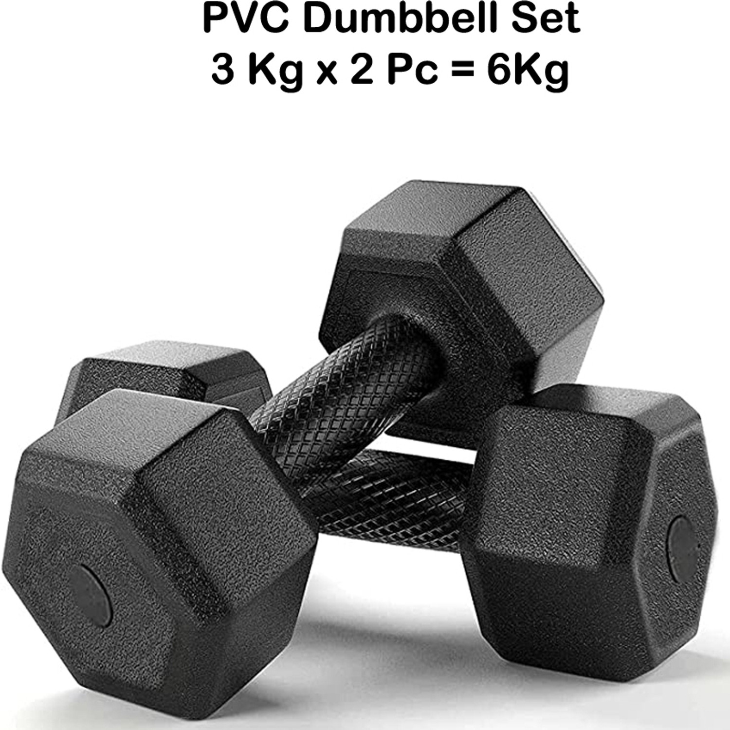Image of BMS Sports Black Hexa Dumbbells Set, Home GYM (6kg) Fixed Weight Dumbbell