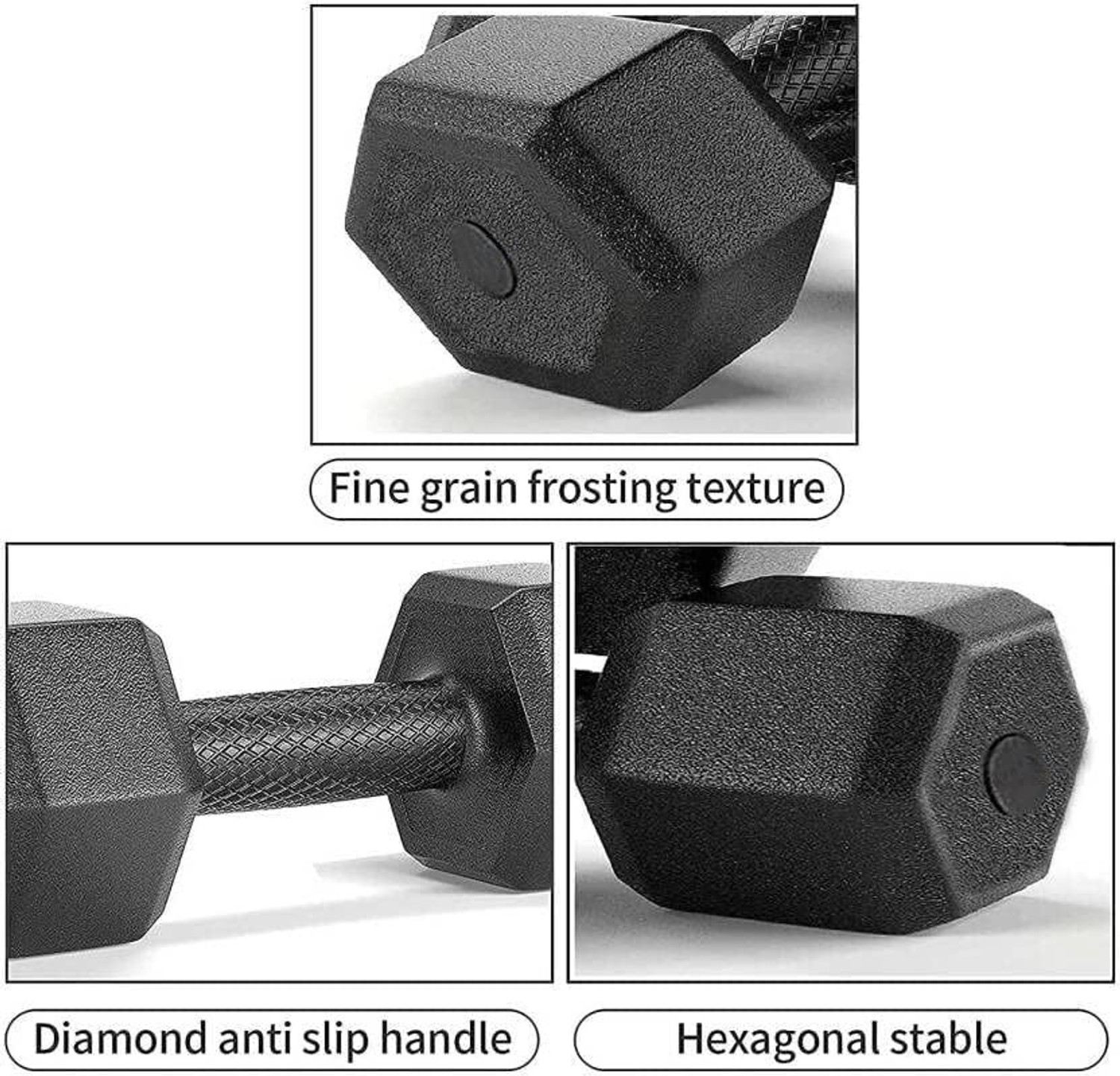Image of STARX Hexa Dumbbells (5kg x 2) Black | Home Gym Fitness Weights Fixed Weight Dumbbell