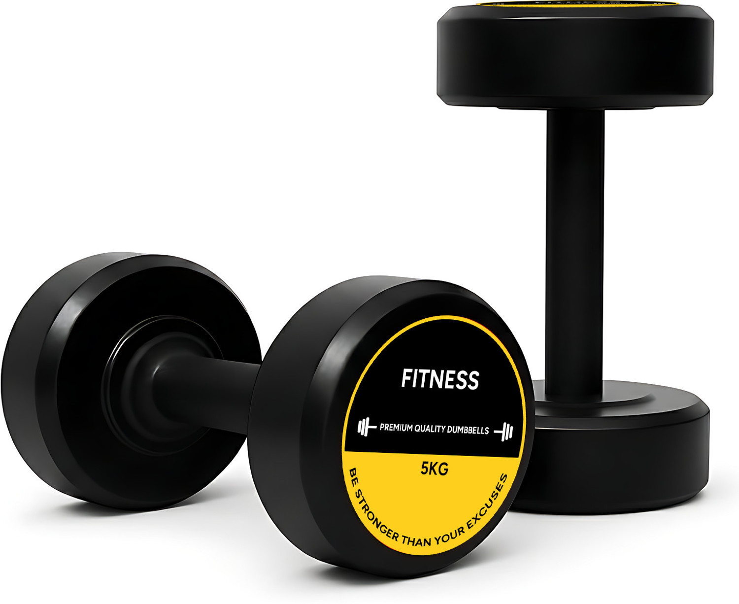 Image of RAWFIT Captain America Style Black Rubber 5kgX2 Fixed Weight Dumbbell