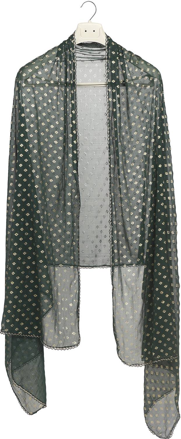 Trendz Hack Chiffon Woven Dark Green Women Dupatta