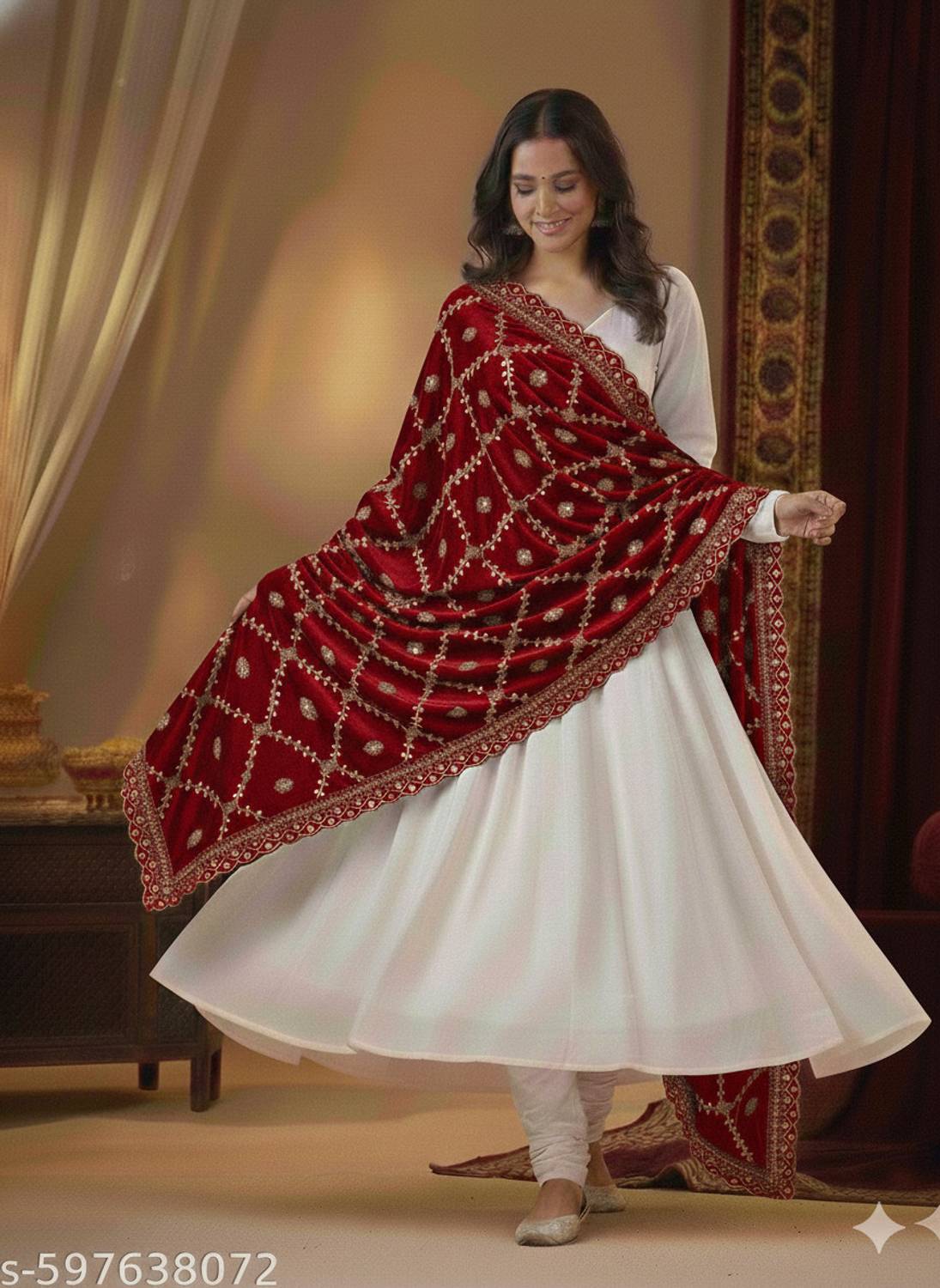 anjali fashion Velvet Embroidered Women Dupatta