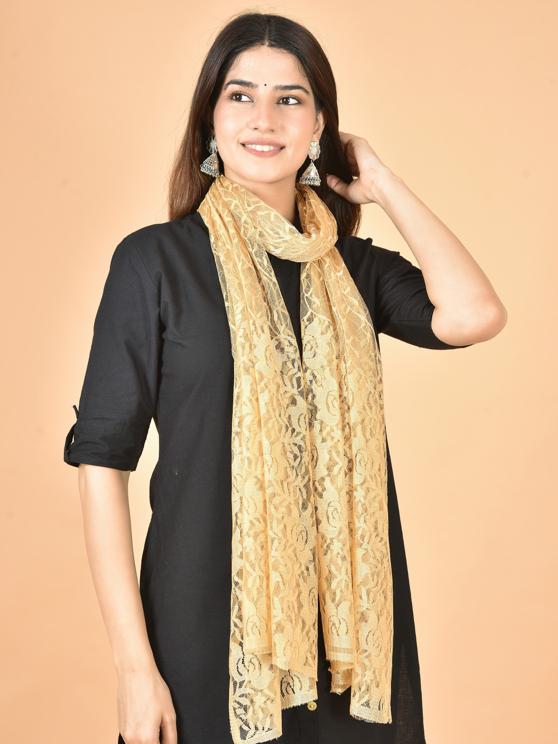 Image of LA FEMINAE Net Self Design Women Dupatta