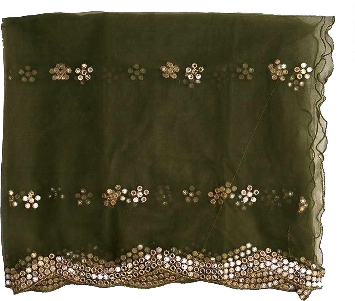 YOUTHQUAKE Net Embellished Light Green Women Dupatta