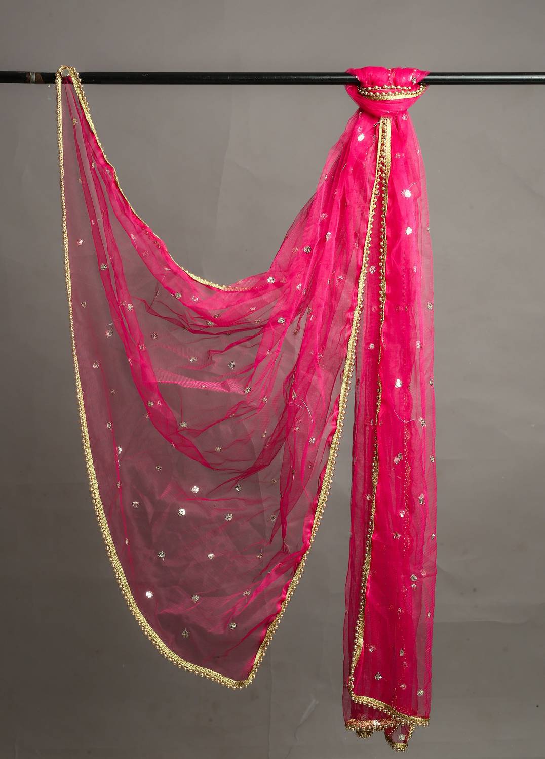MARUTI KRUPA ENTERPRISE Net Embroidered Pink Women Dupatta