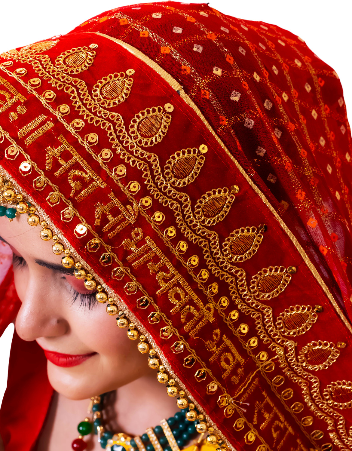 Image of Radha Rang Wedding & Bridal Dupatta Net Embroidered Women Dupatta