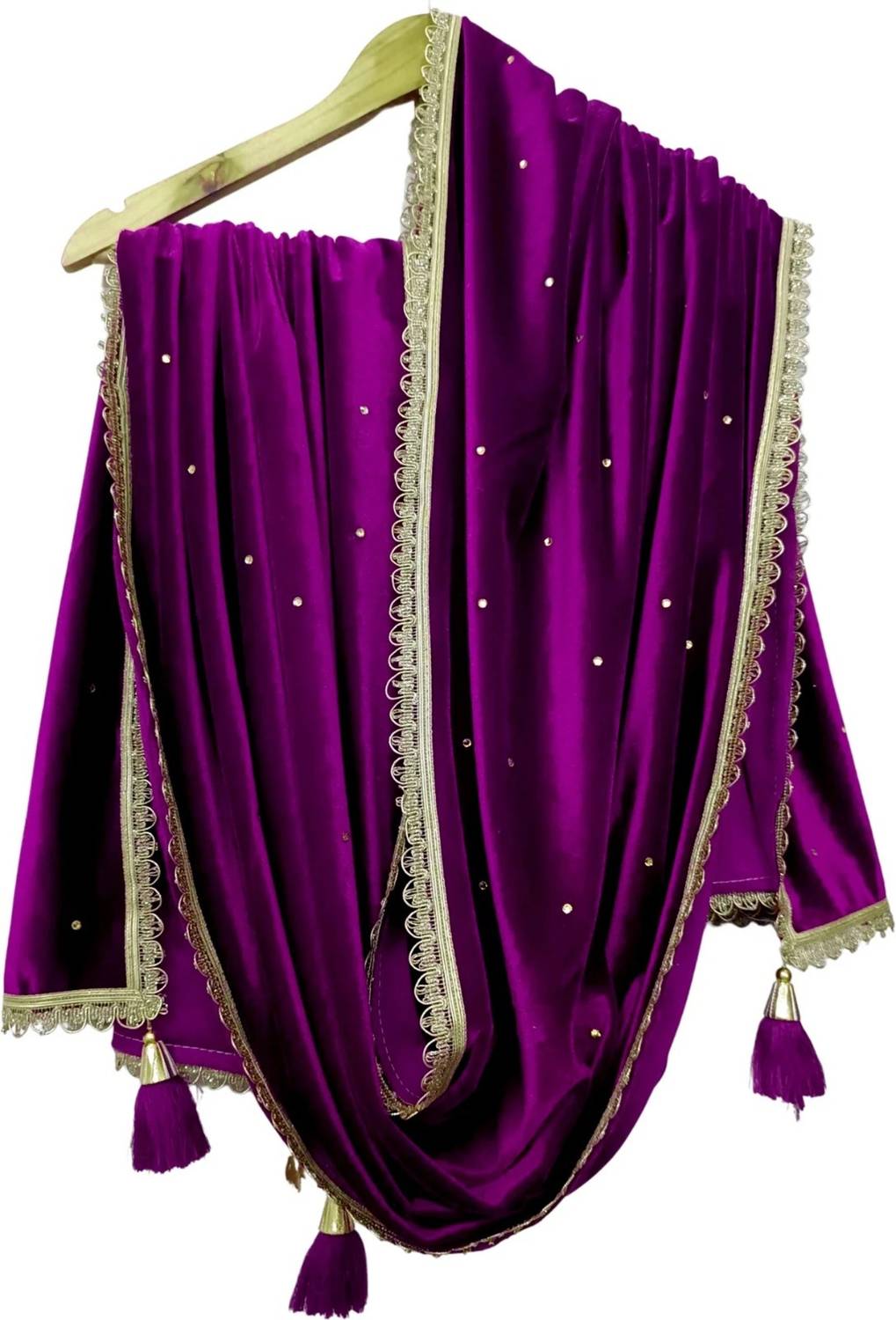 Nayerang Art Silk Embroidered Purple Women Dupatta