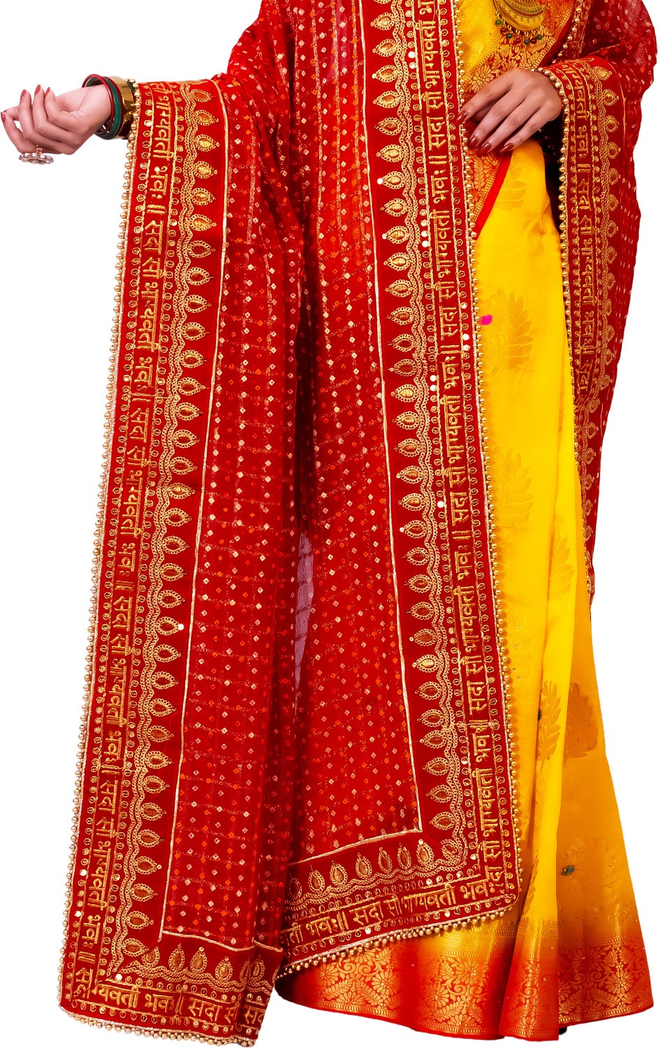 Image of Radha Rang Wedding & Bridal Dupatta Net Embroidered Women Dupatta