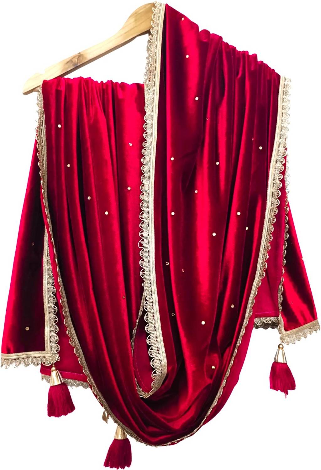 Nayerang Art Silk Embroidered Red Women Dupatta