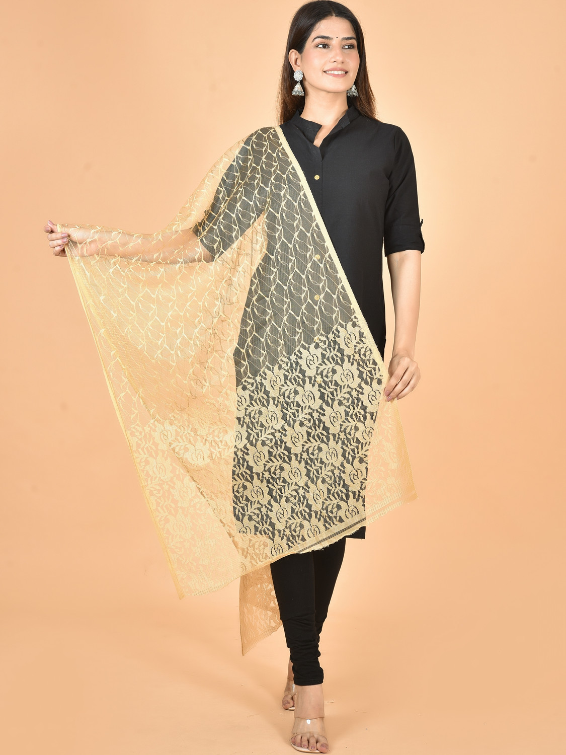 Image of LA FEMINAE Net Self Design Women Dupatta