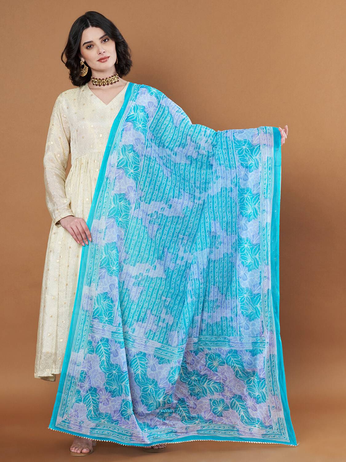 AKSHADEEP Cotton Blend Printed Women Dupatta