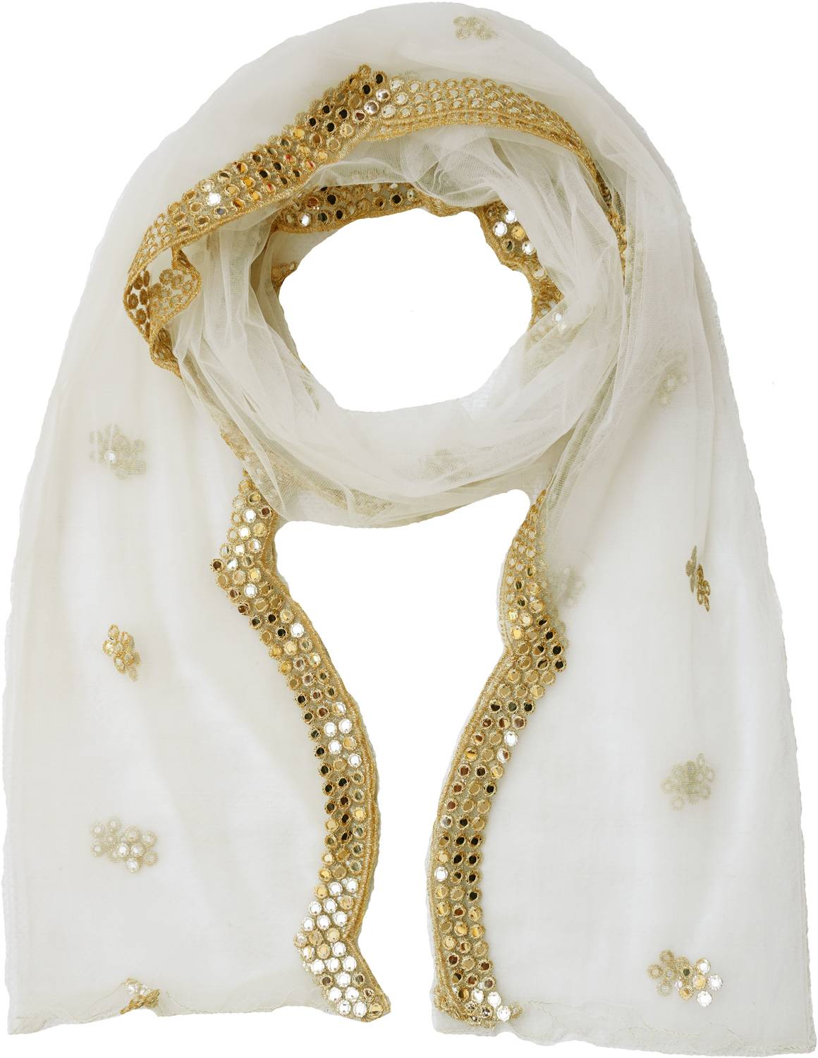 YOUTHQUAKE Net Embellished White Women Dupatta