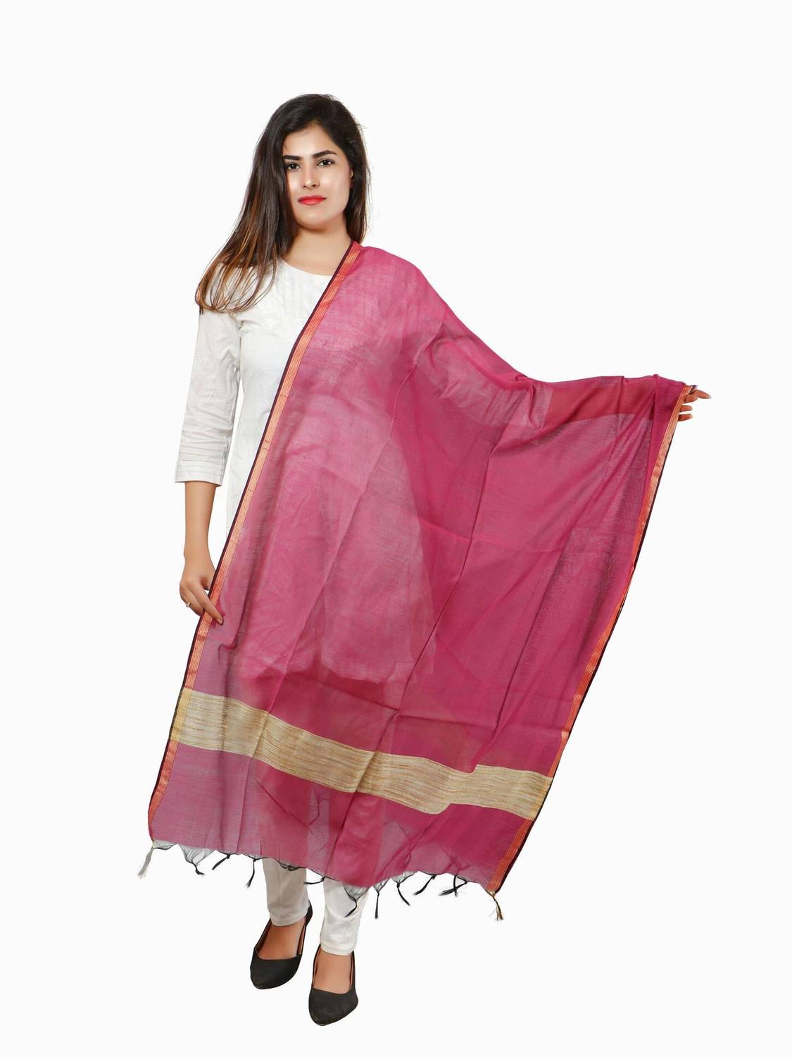 BANJARA INDIA Cotton Silk Solid Women Dupatta