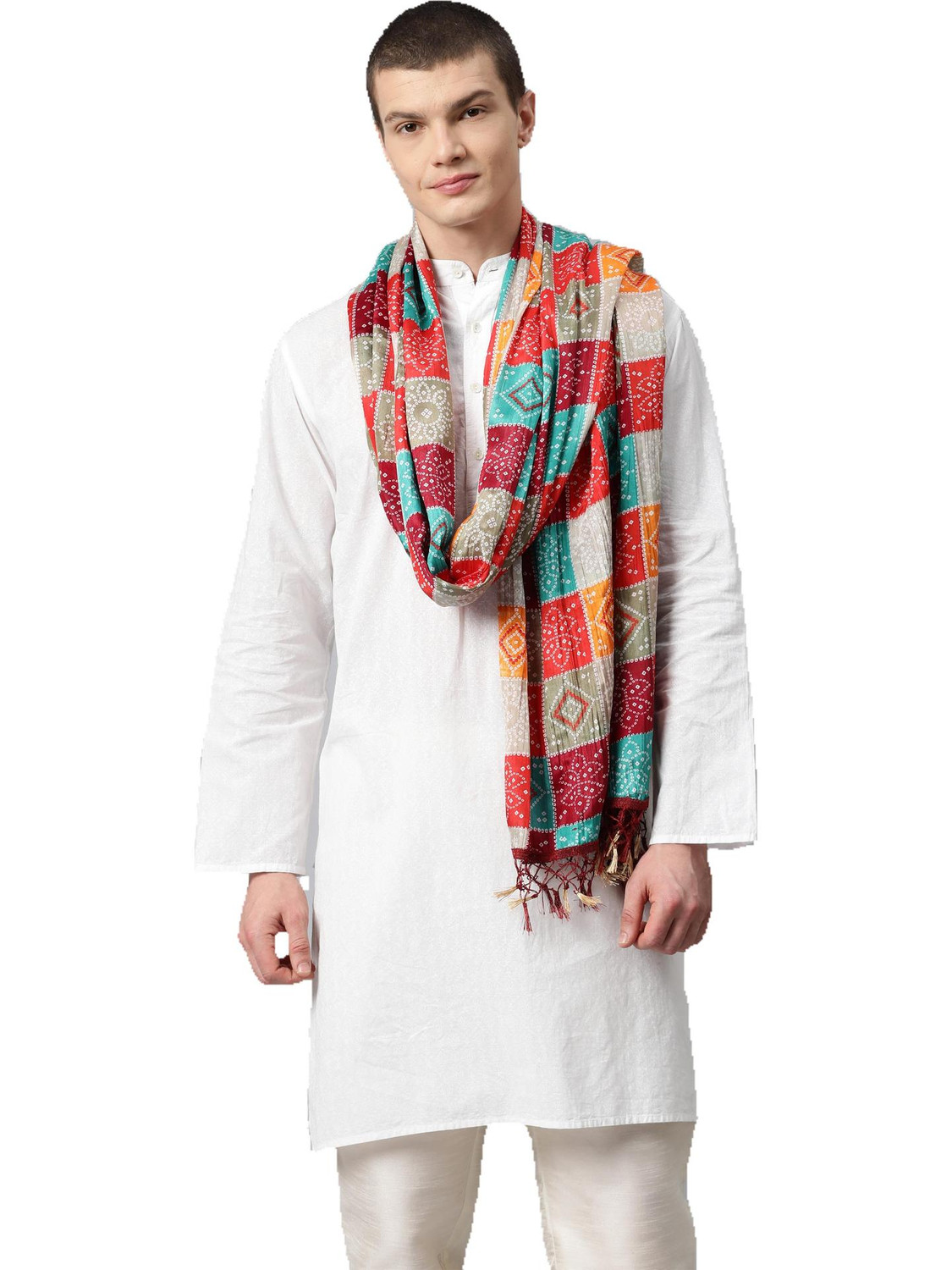 WEAVERS VILLA Cotton Silk Printed Men Dupatta