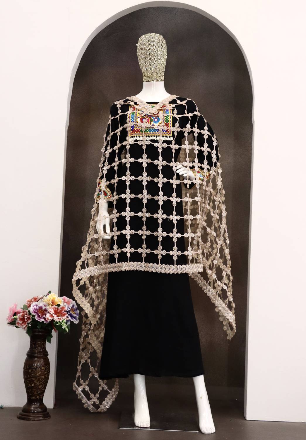 SOMVATI Net Embroidered Pink Women Dupatta