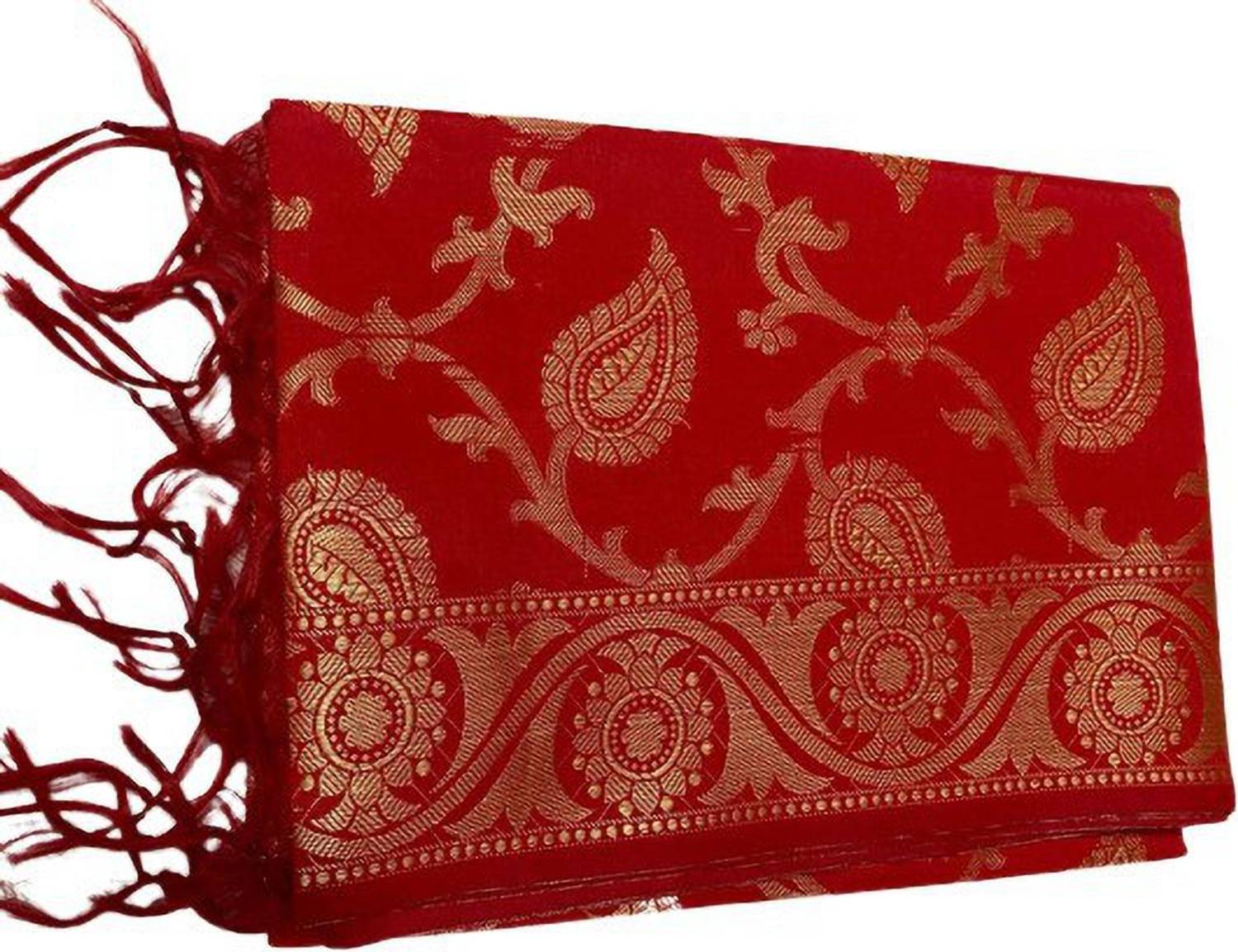 APNA KAPDA BAZAAR Silk Blend Embroidered Red Women Dupatta