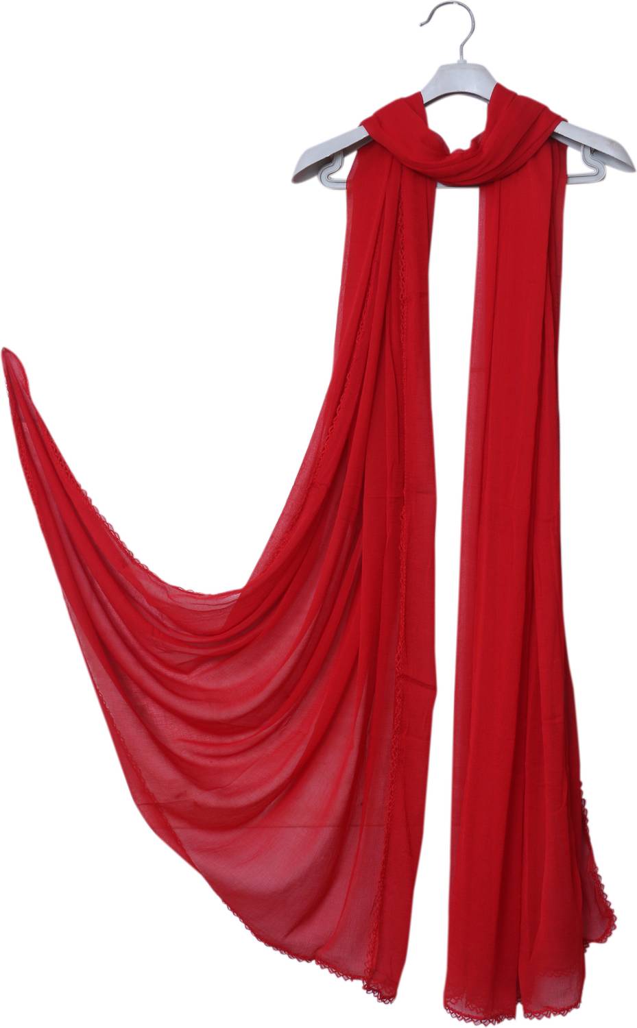 INVENT FASHION Chiffon Solid Red Women Dupatta