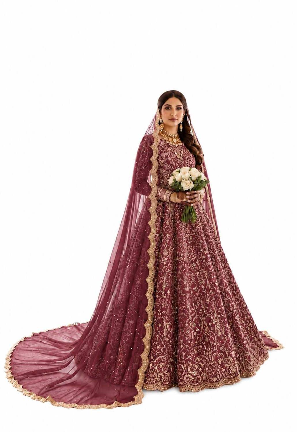 theframenetwork Net Self Design Maroon Women Dupatta