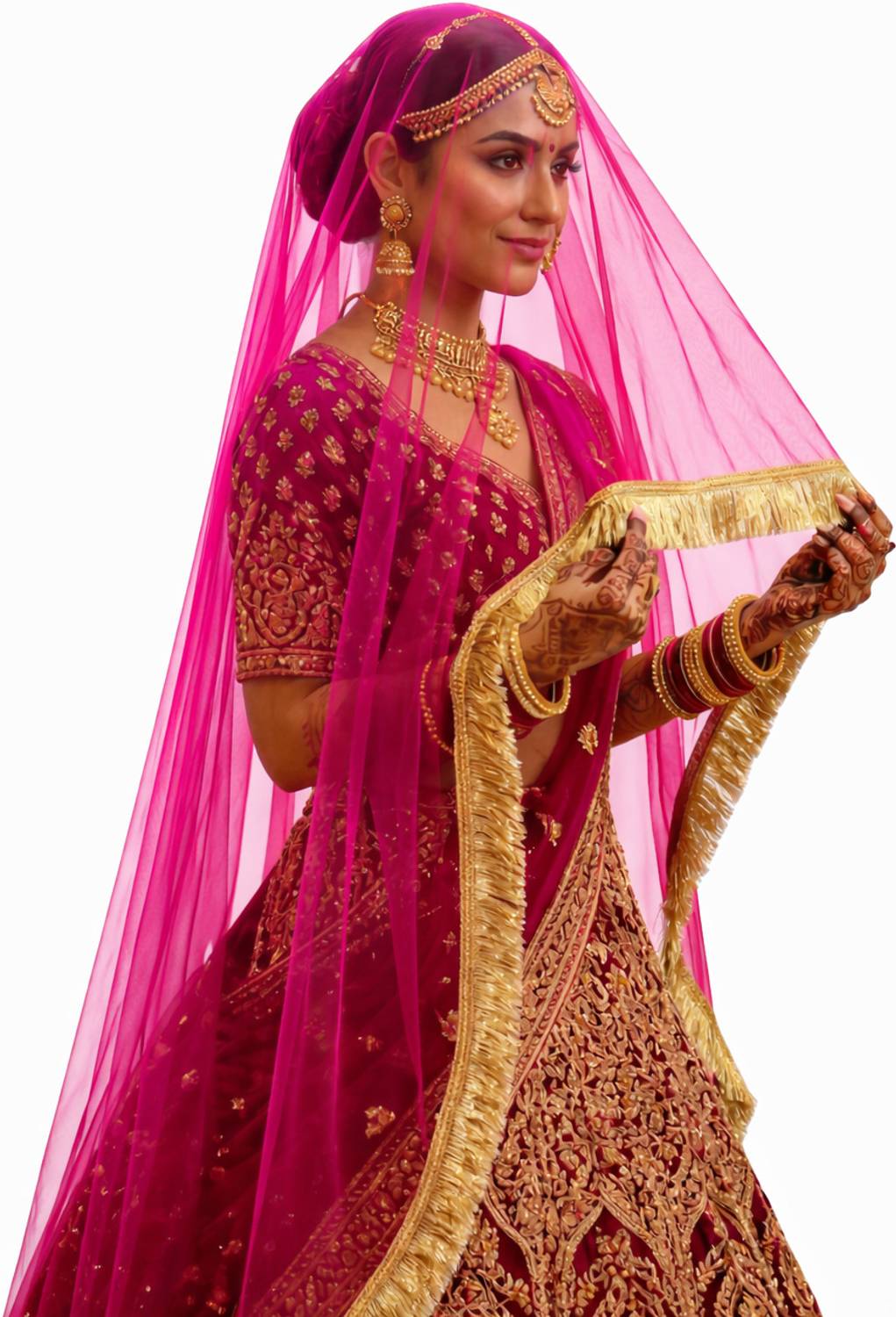 theframenetwork Net Self Design Pink Women Dupatta