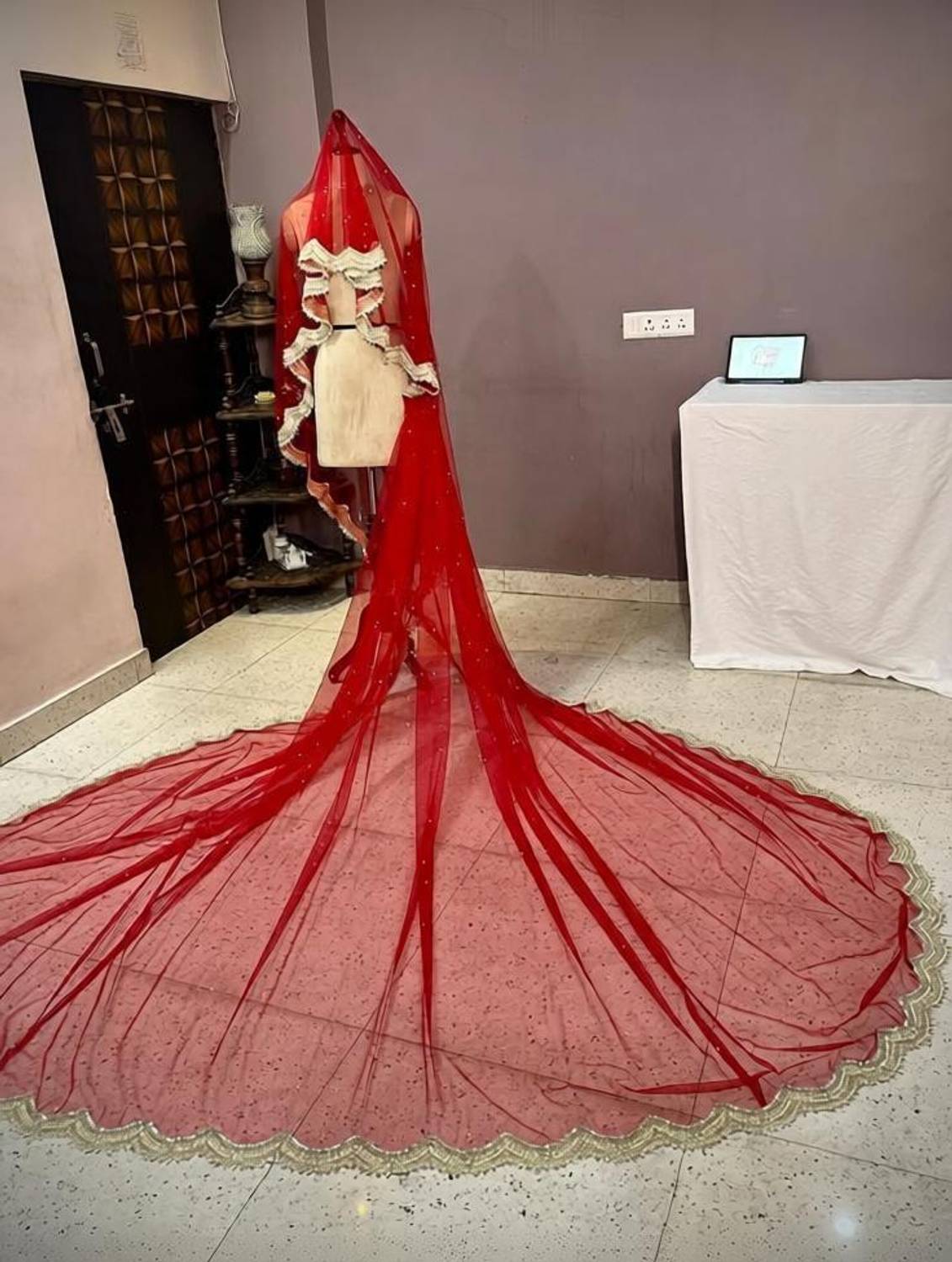 Canbought Net Self Design Women Dupatta